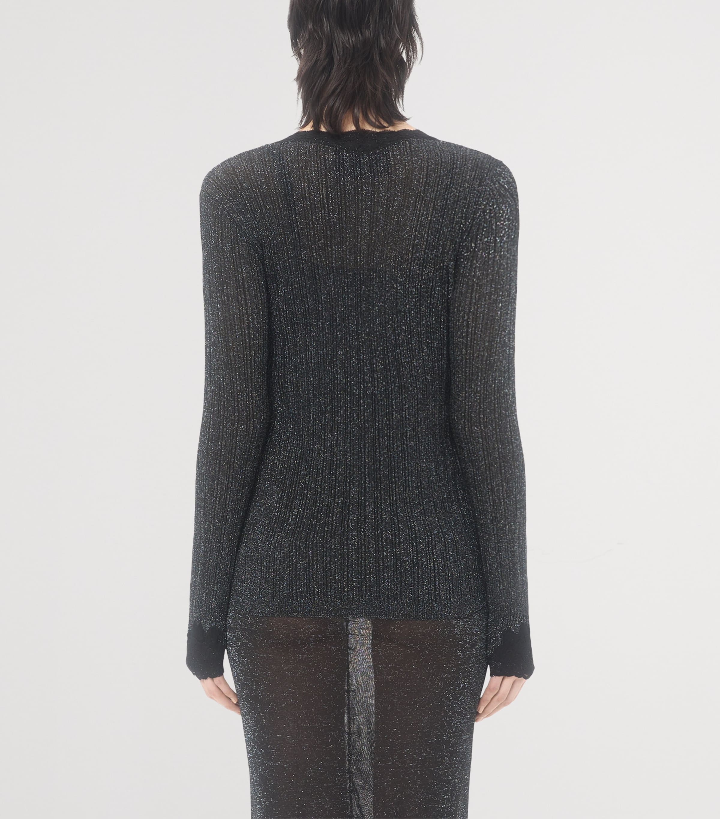 Valentino Womens Lace-Trim Lurex Cardigan Nud Image 4