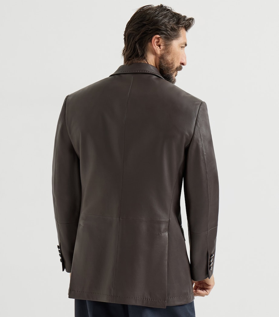Leather Single-Breasted Blazer CQV27 Image 5