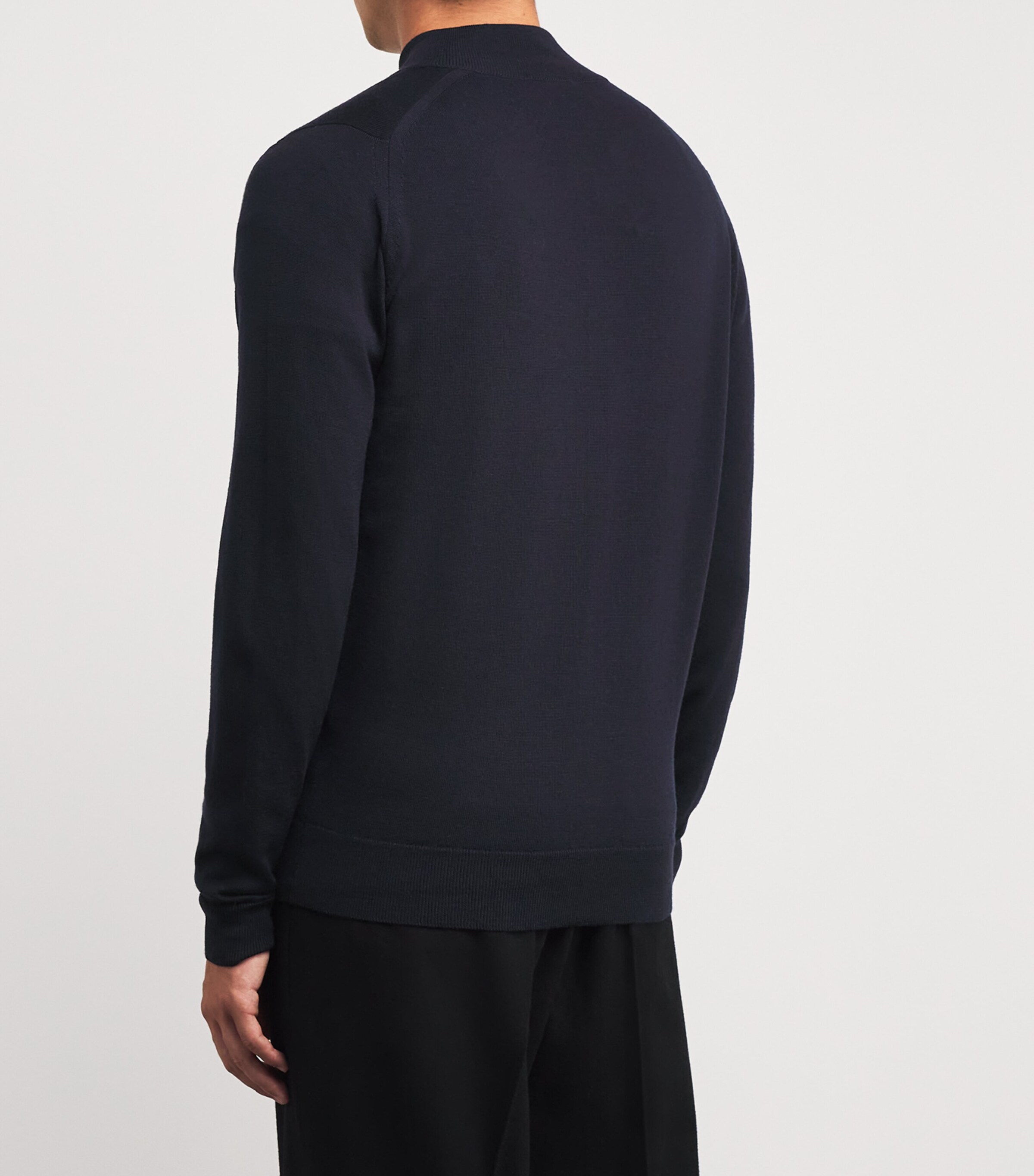 Extra Fine Merino Wool Zip-Up Sweater MIDNIGHT Image 4