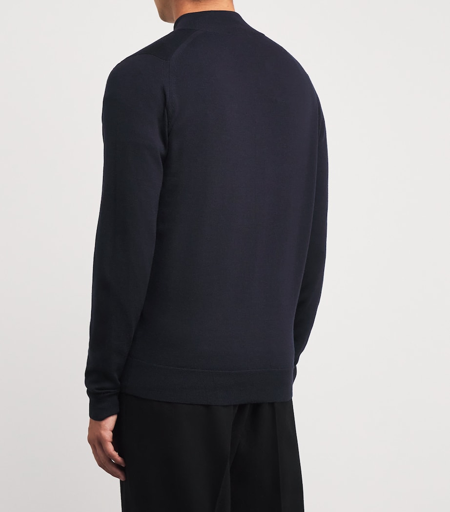 Extra Fine Merino Wool Zip-Up Sweater MIDNIGHT Image 4