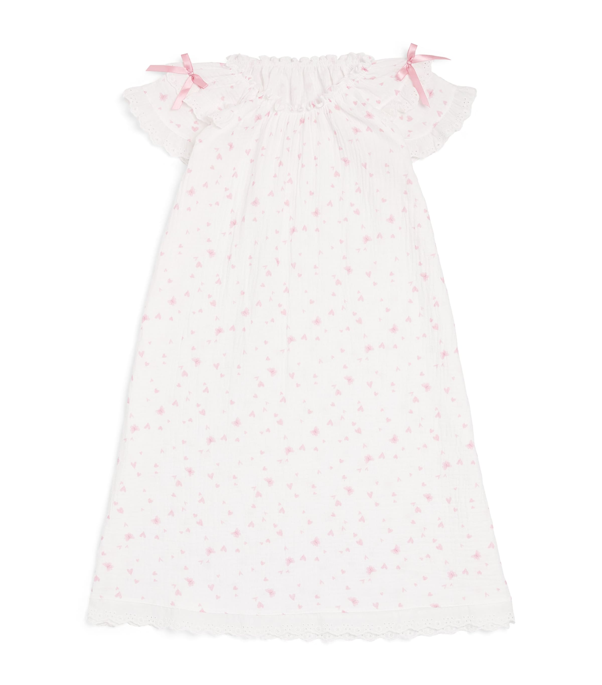 Amiki Cotton Calista Nightgown (2-14 Years) Pink Hearts Image 1