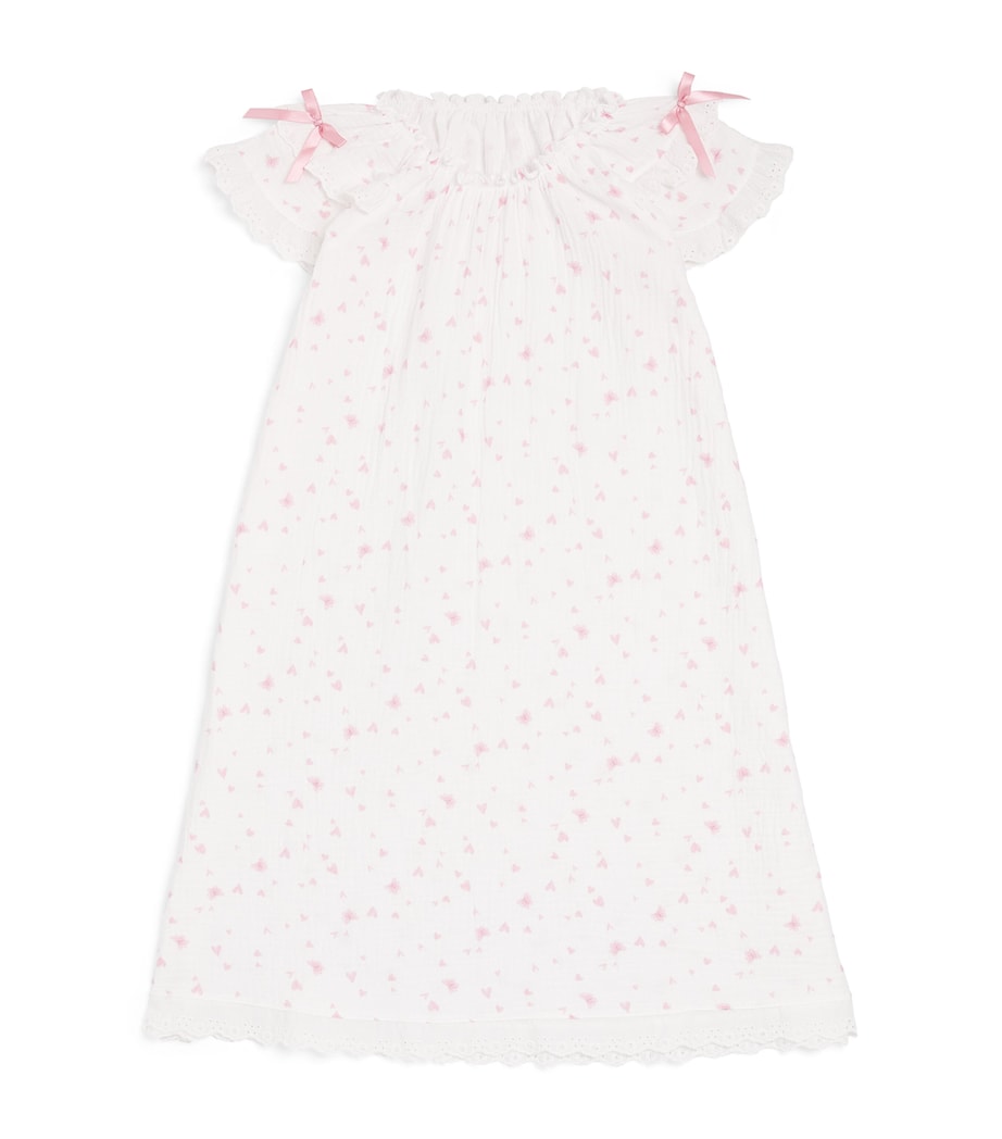 Amiki Cotton Calista Nightgown (2-14 Years) Pink Hearts Image 1