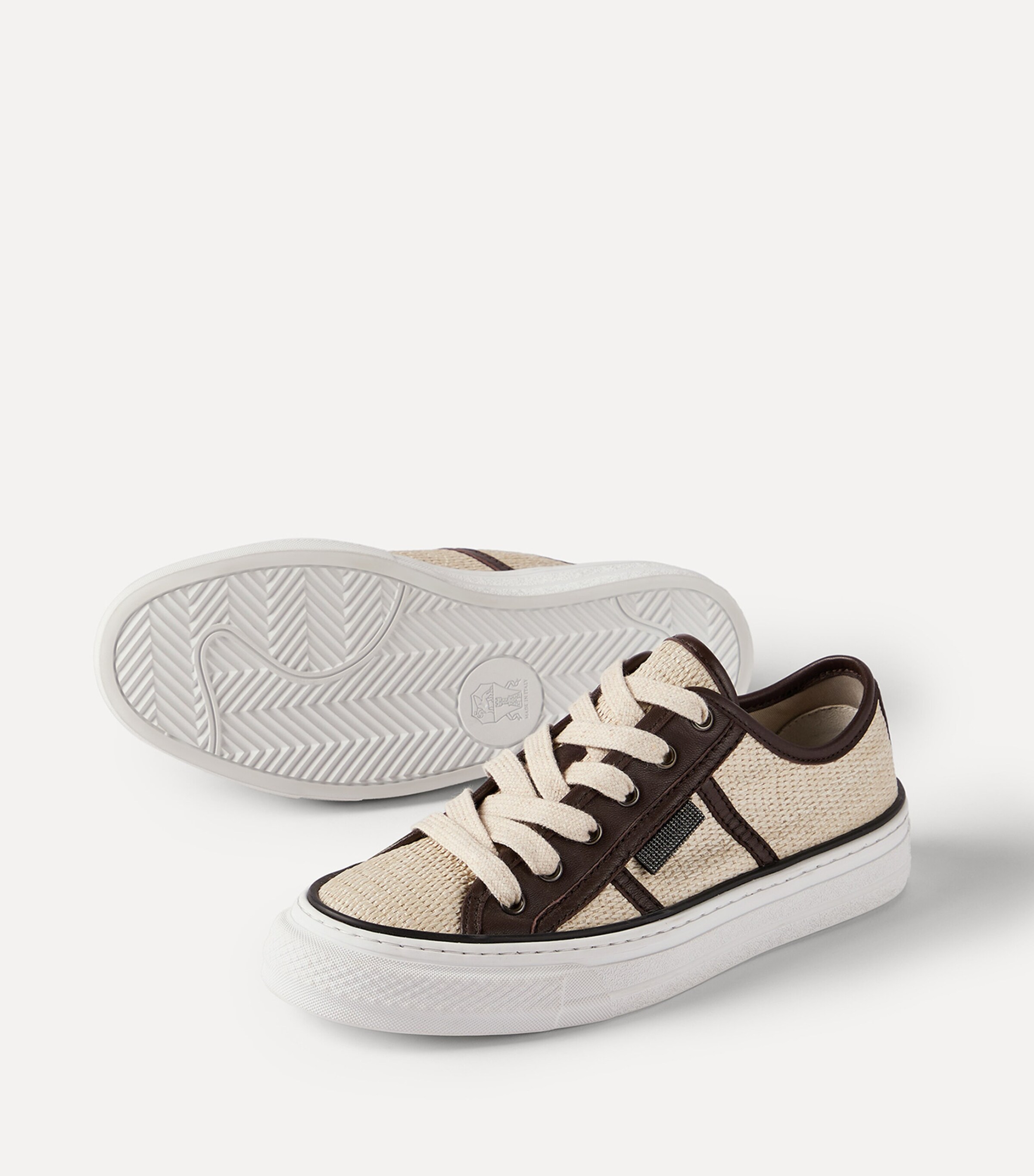 Brunello Cucinelli Techno Raffia Low-Top Sneakers Image 6