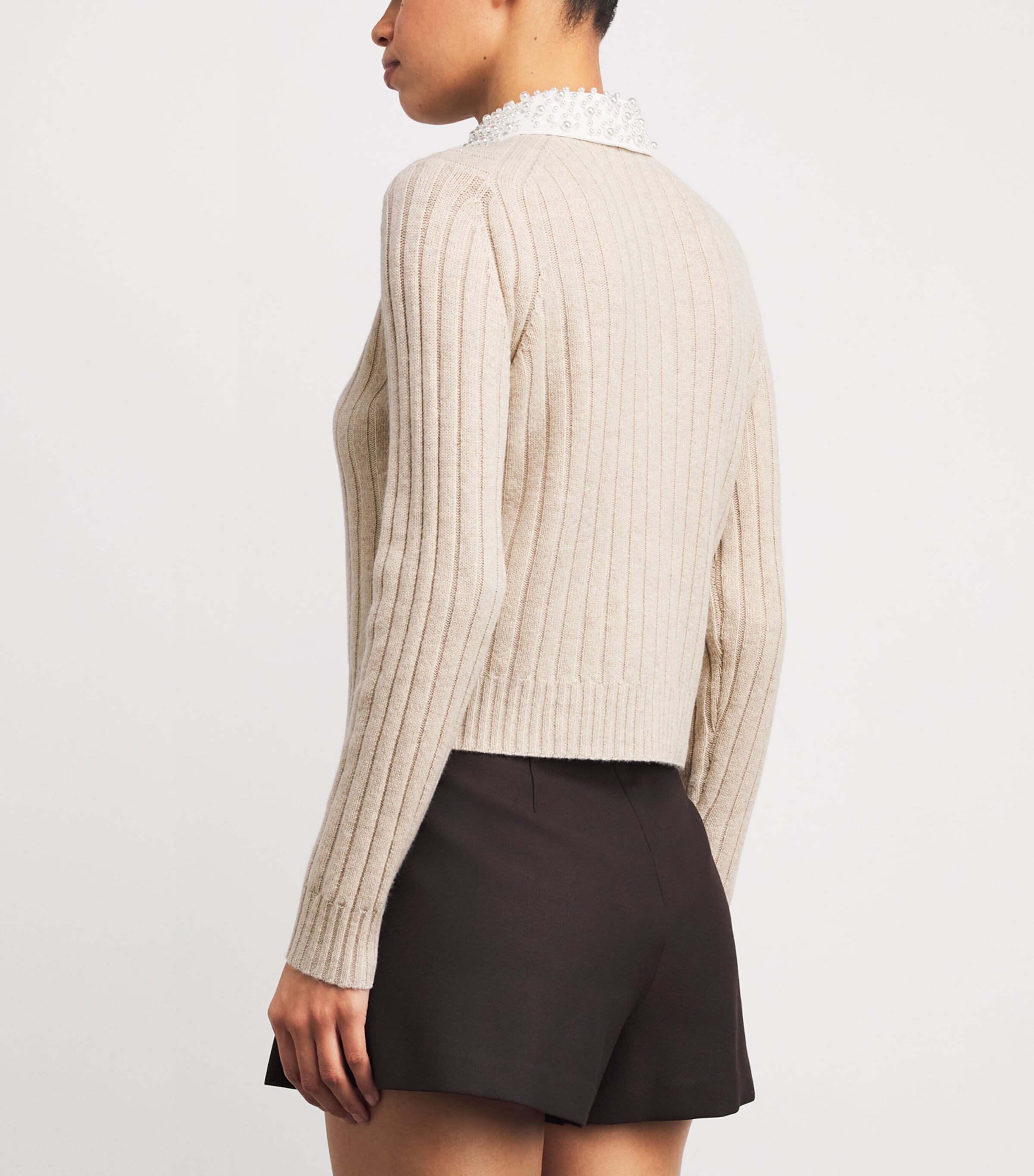 Wool-Blend Embellished Cardigan BEIGE Image 4