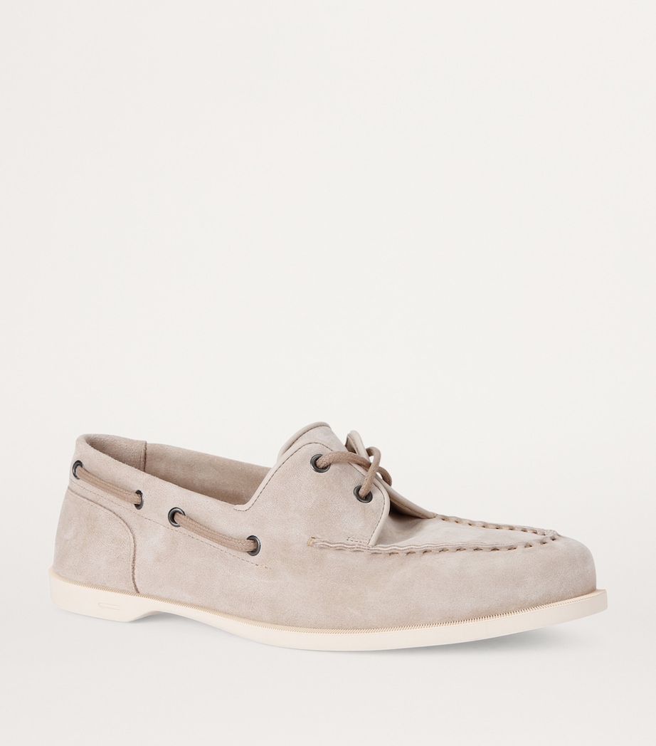 Leather Foil Boat Shoes GREY/DARK Image 3