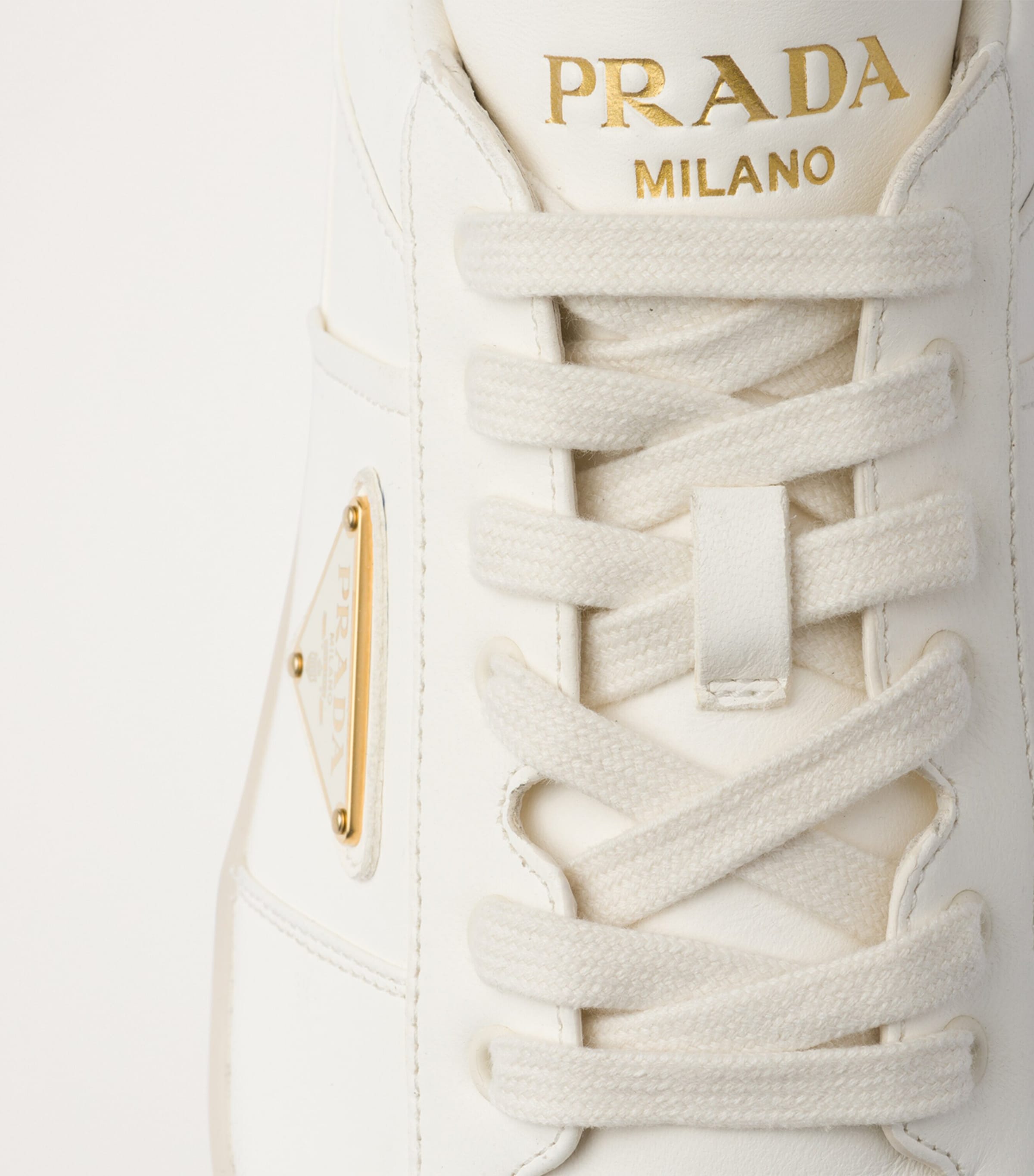 Prada Neutral Nappa Leather Downtown Sneakers | Harrods UK