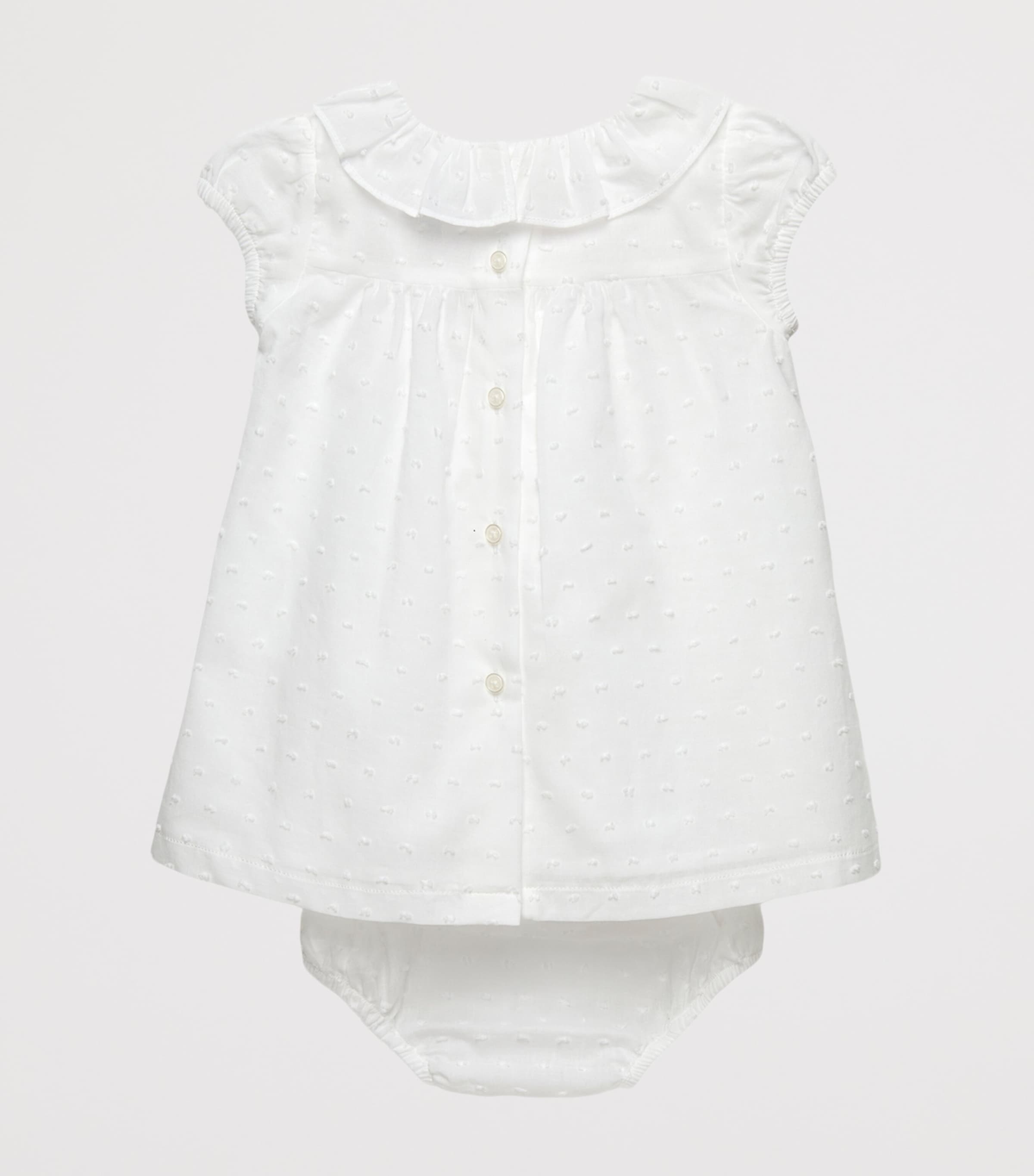 Trotters Cotton Cherry Smocked Dress (0-9 Months) White/cherries Image 2