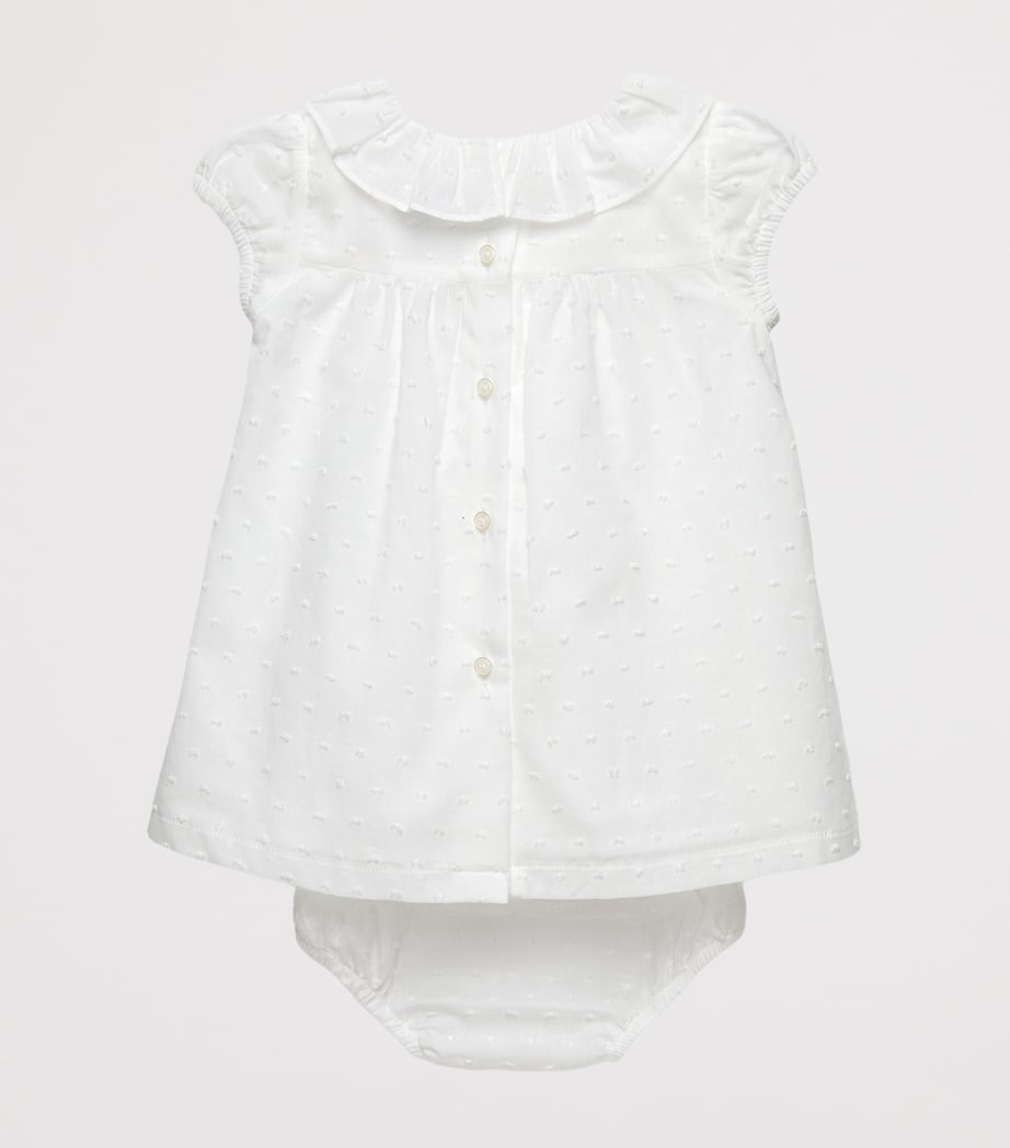 Trotters Cotton Cherry Smocked Dress (0-9 Months) White/cherries Image 2