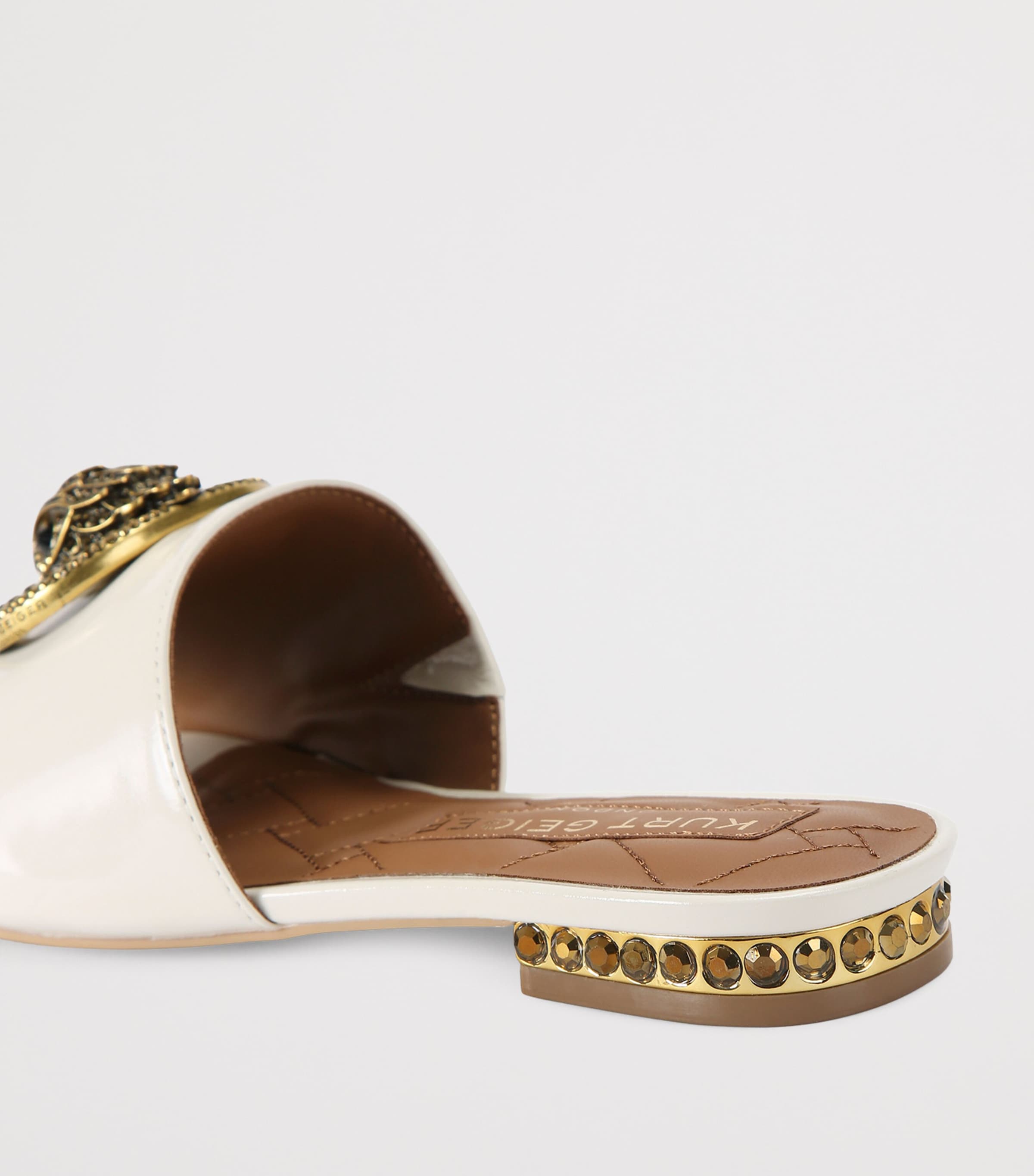 Kurt Geiger London Patent Leather Chelsea Flat Sandals Bone Image 2