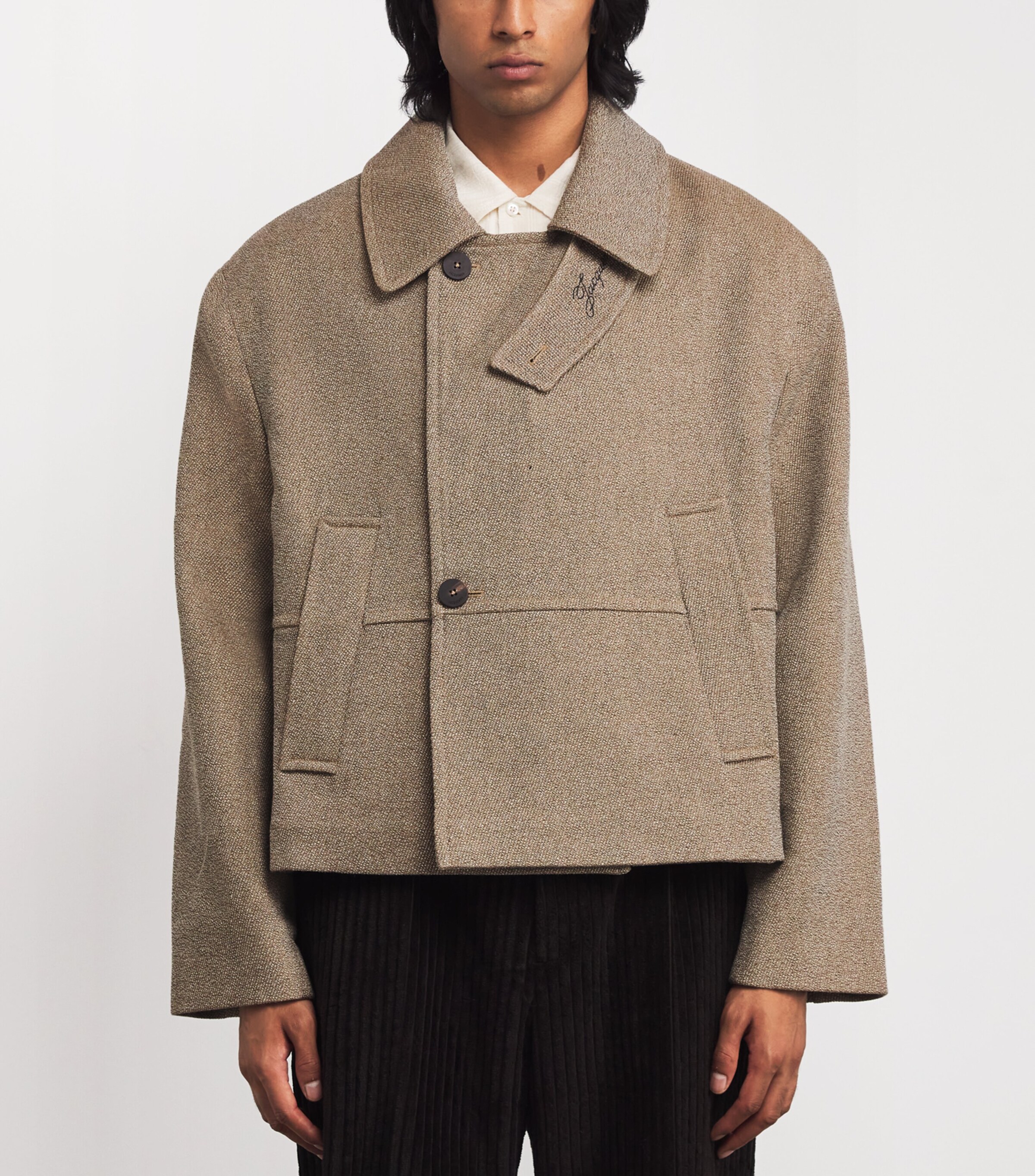 Jacquemus Mens Virgin Wool-Cotton Jacket Beige Image 3