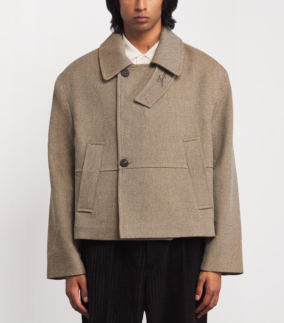 Jacquemus Mens Virgin Wool-Cotton Jacket Beige Image 3