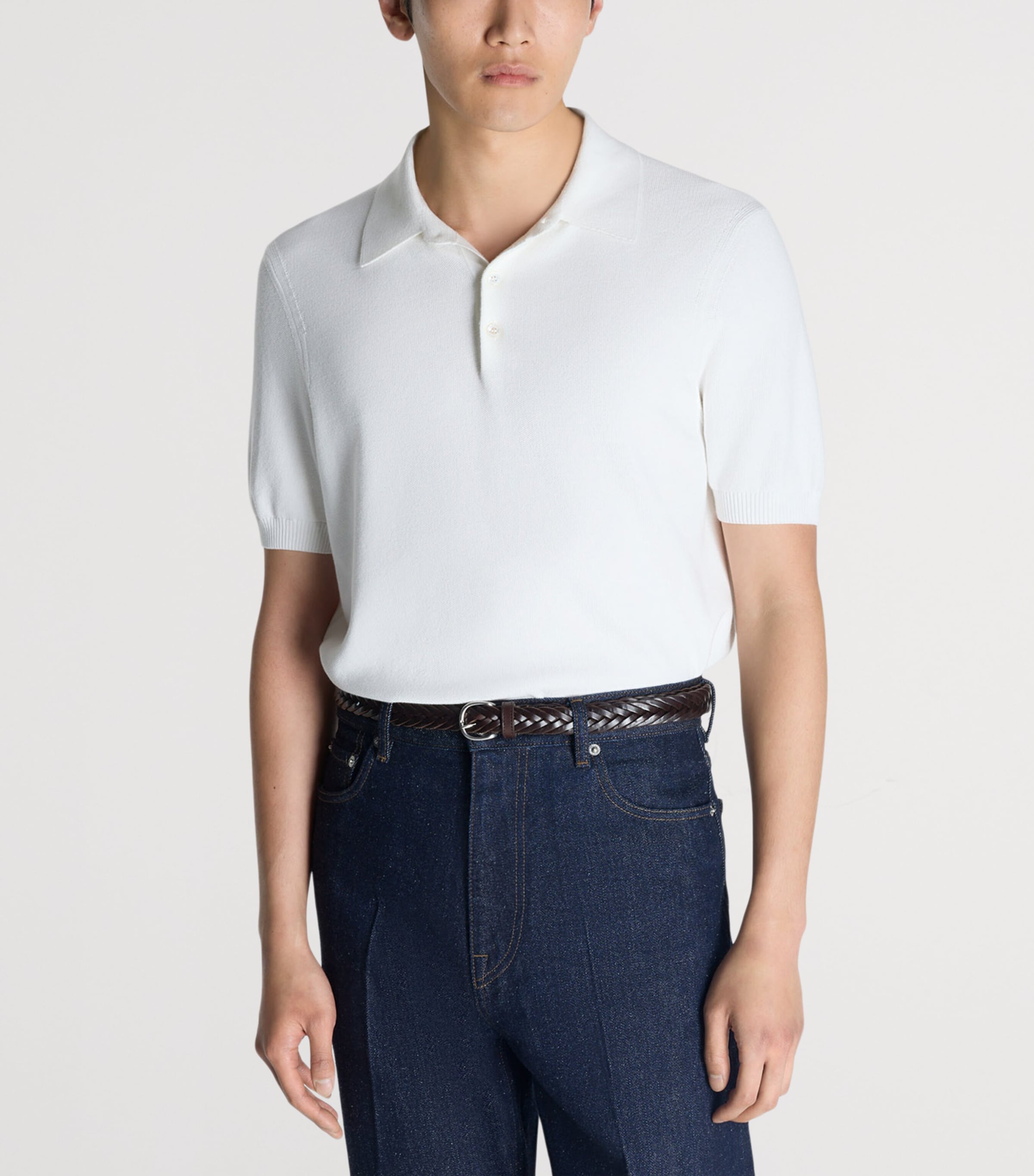 Dunhill Mens Cotton Piqué Polo Shirt White Image 3