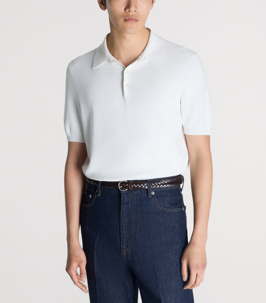 Dunhill Mens Cotton Piqué Polo Shirt White Image 3