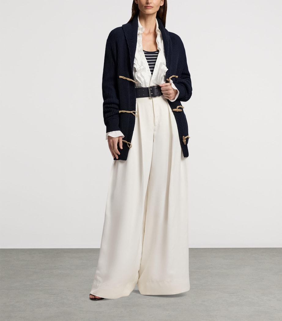 Cotton-Silk Shawl Collar Cardigan NAVY-410 Image 7