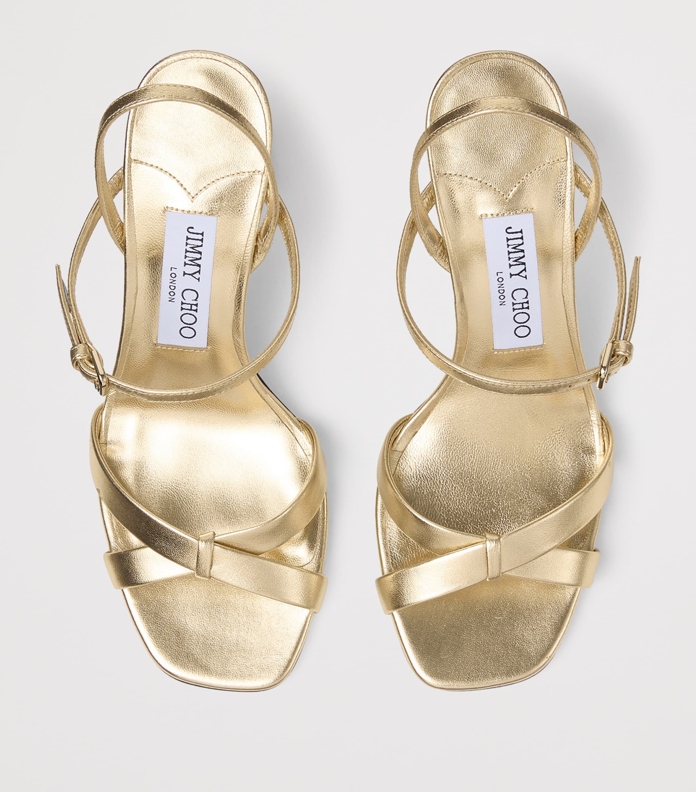Jimmy Choo Elsy 85 Leather Heeled Sandals Gold Image 3