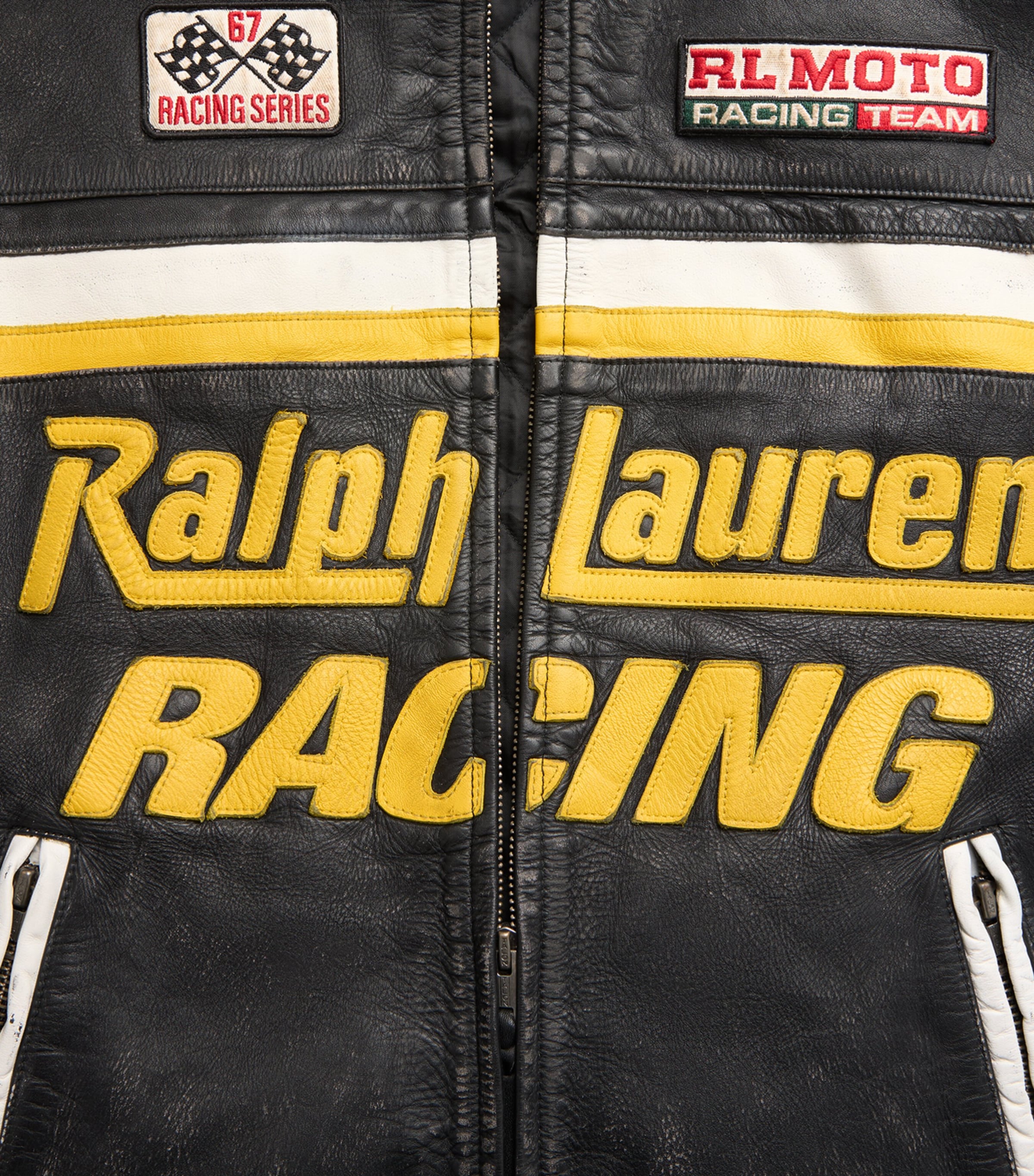 Polo Ralph Lauren Mens Racing Leather Jacket Polo Black Image 6