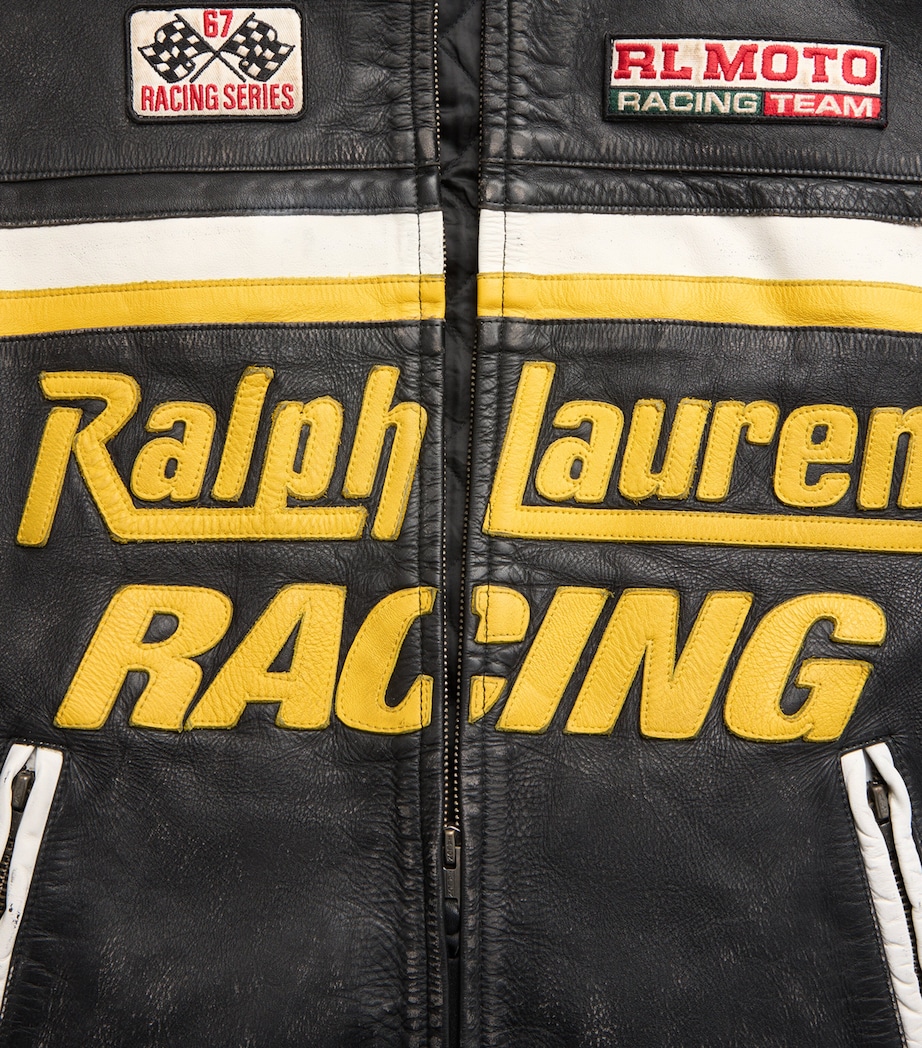 Polo Ralph Lauren Mens Racing Leather Jacket Polo Black Image 6