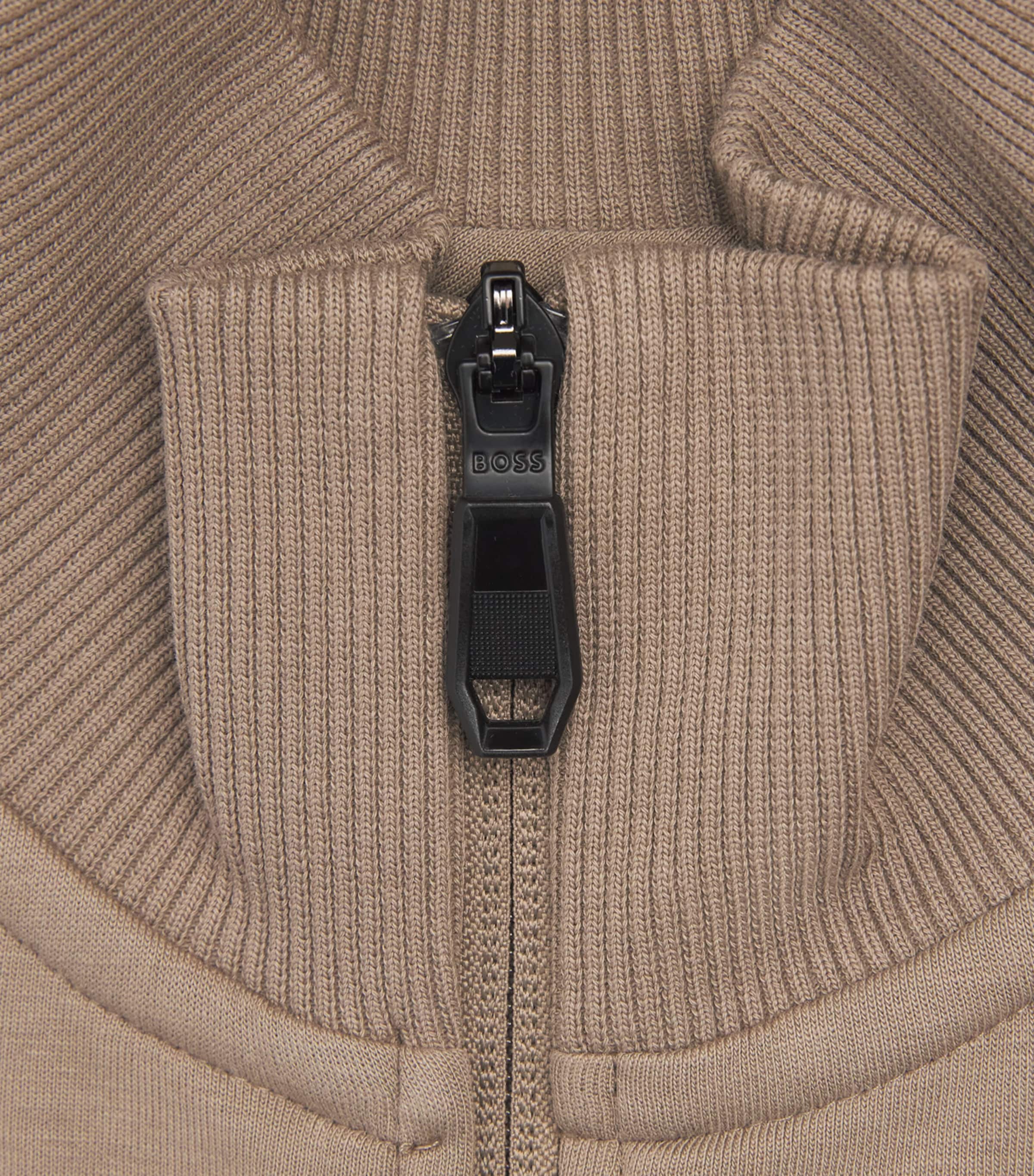 BOSS Mens Stretch-Cotton Zip-Up Sweatshirt Pastel Green Image 6