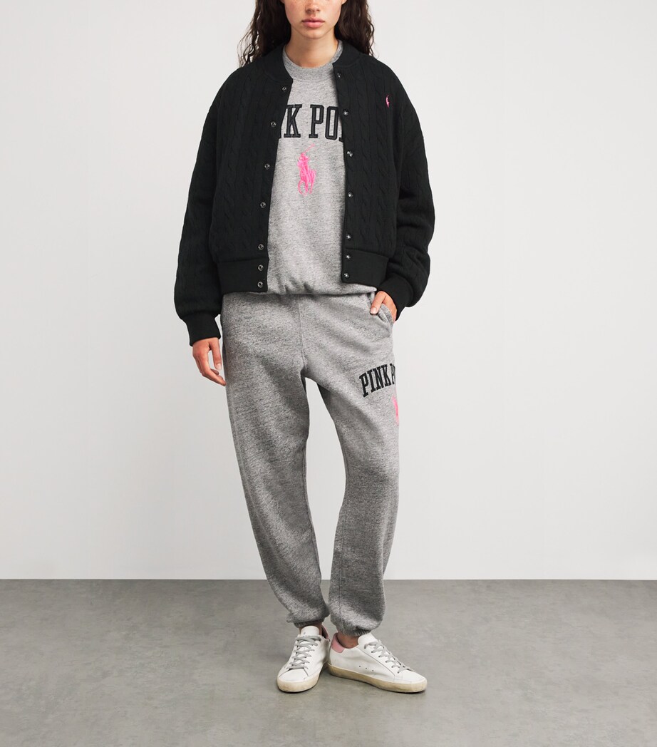 Polo Ralph Lauren Womens Wool-Cashmere Pink Pony Cardigan Polo Black Image 2