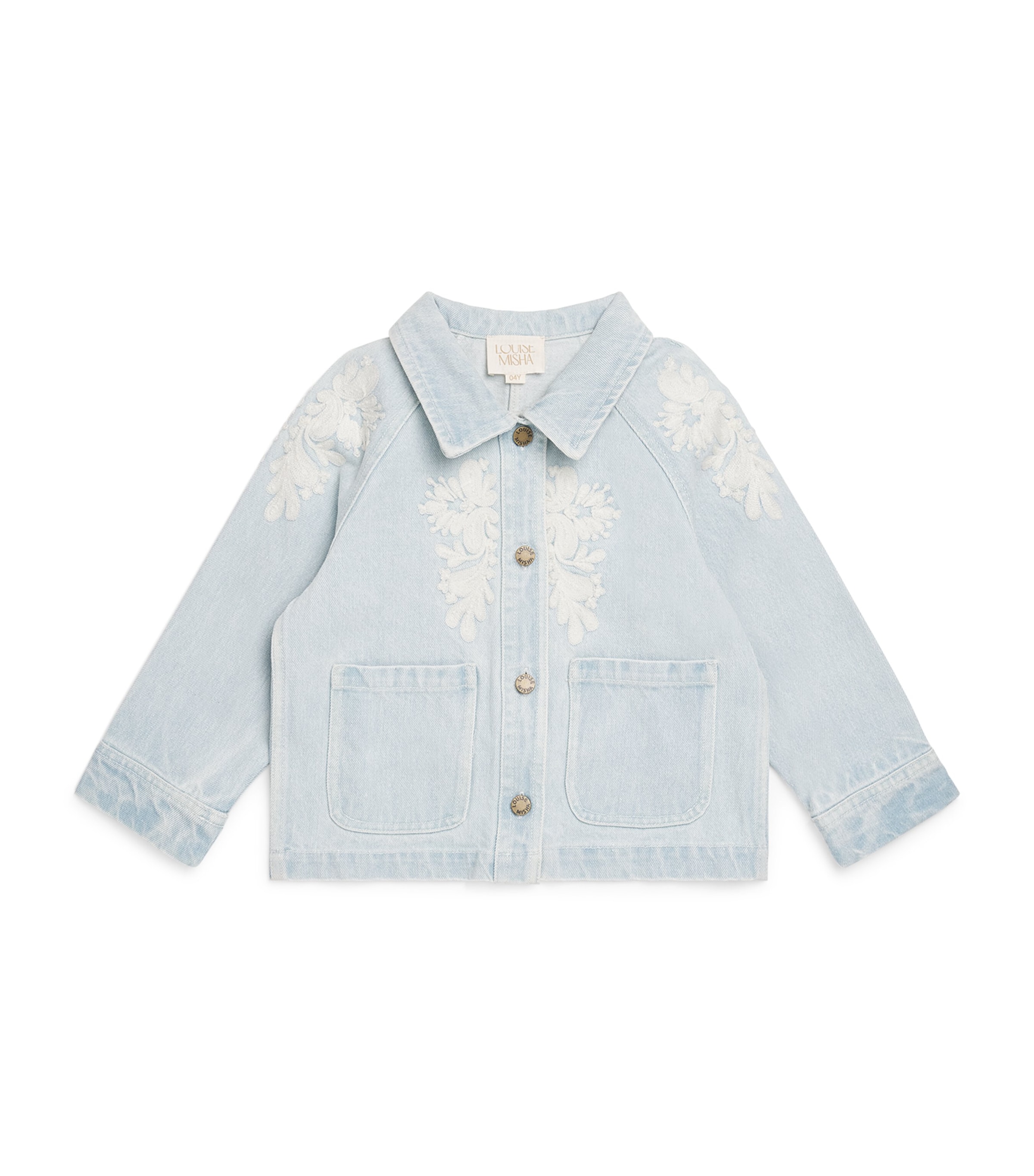 Louise Misha Embroidered Rafaela Denim Jacket (4-12 Years) Bleach Image 1