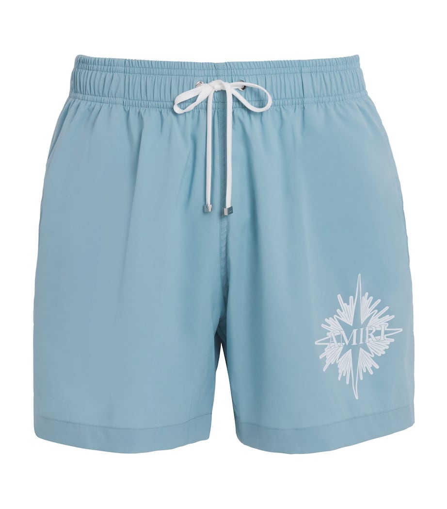 AMIRI Mens Starburst Swim Trunks Dusty Blue Image 1