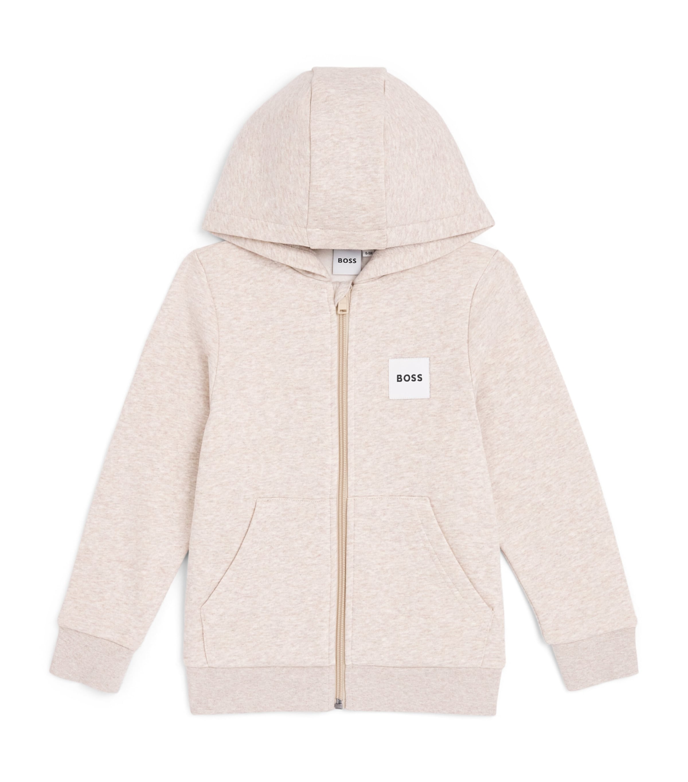BOSS Kidswear Logo Zip-Up Hoodie (4-16 Years) Off White Marl Image 1