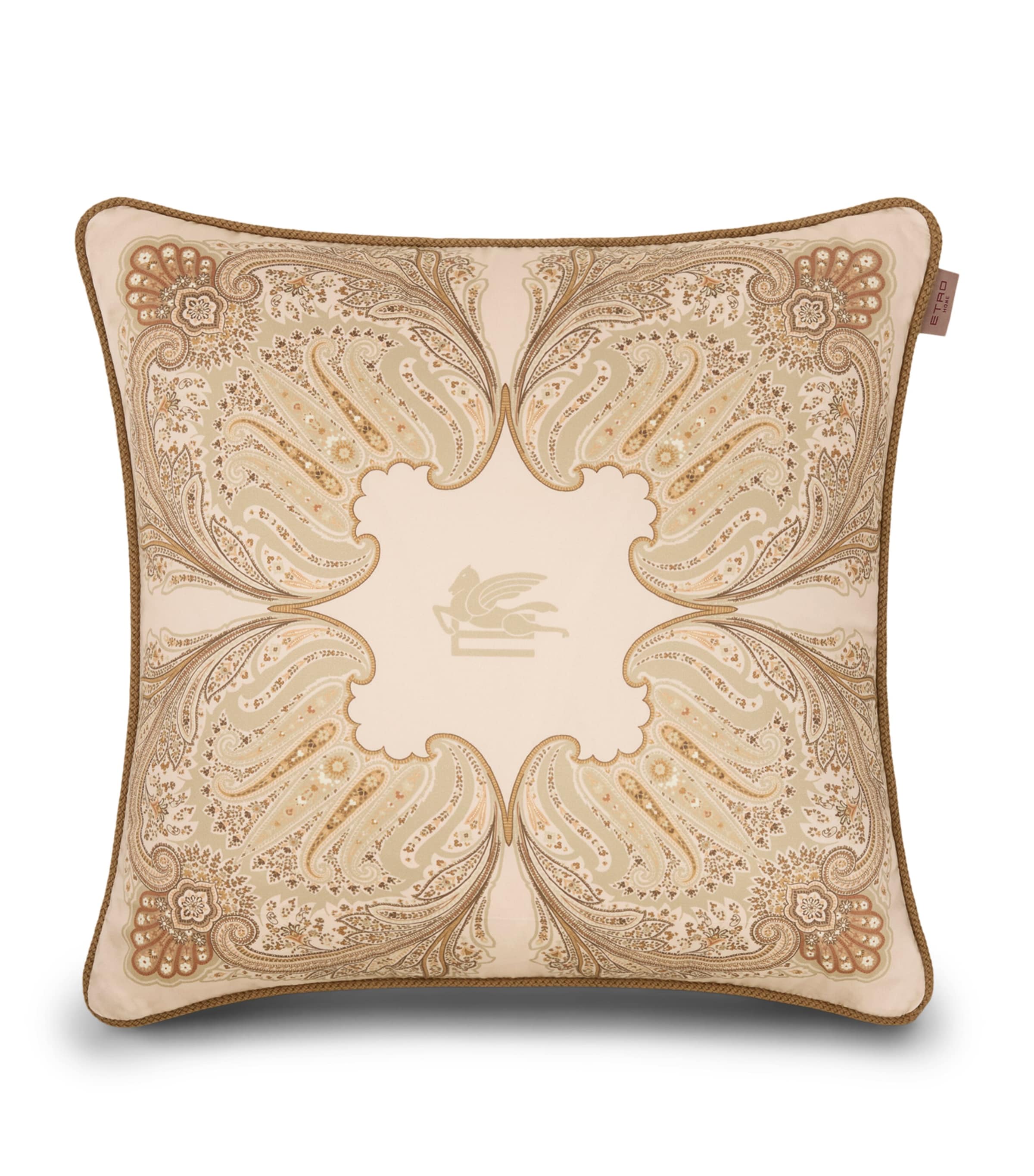 Etro Cotton Satin Kiri Cushion In Sand