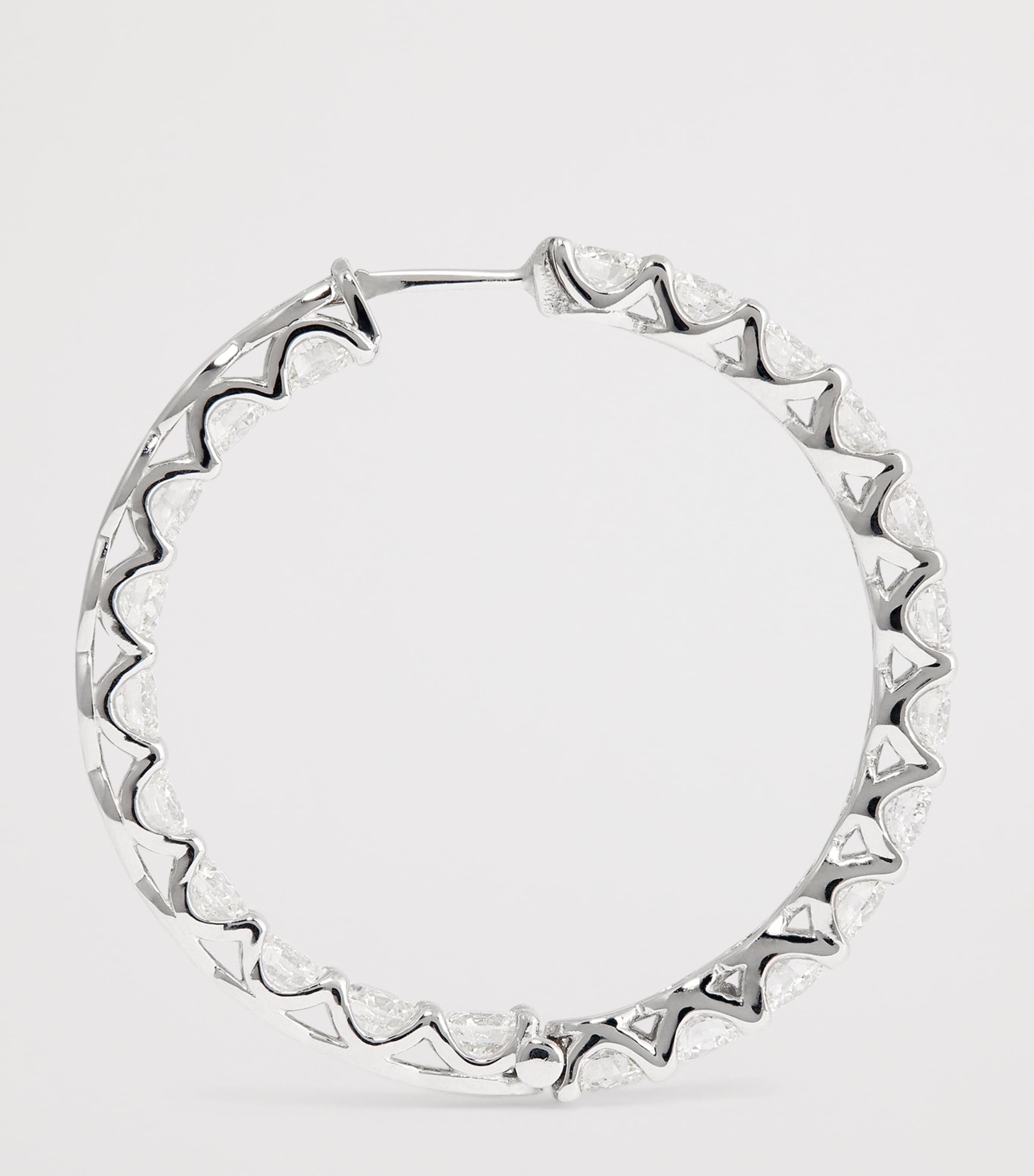 White Gold and Diamond Hoop Earrings (8.40ctw) WHITE GOLD Image 4