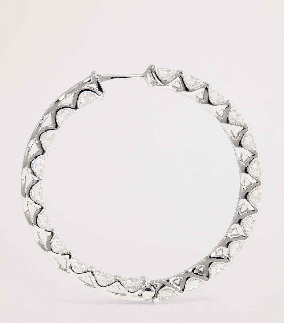 White Gold and Diamond Hoop Earrings (8.40ctw) WHITE GOLD Image 4