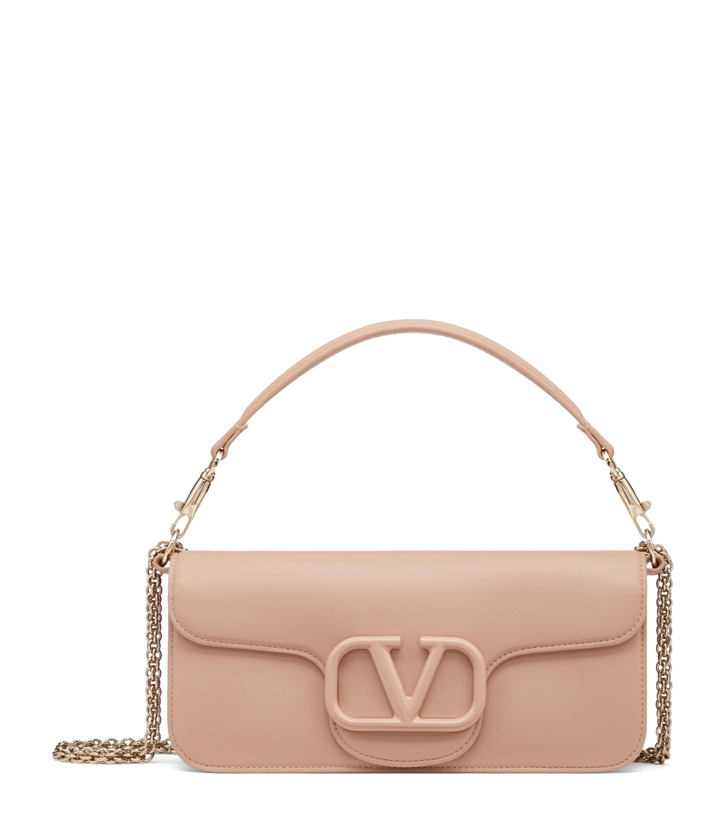 Valentino Garavani Leather Loco Shoulder Bag In Nude