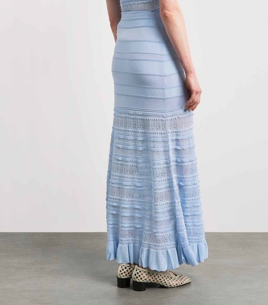 Sandro Paris Womens Pointelle Maxi Skirt Sky Blue Image 5