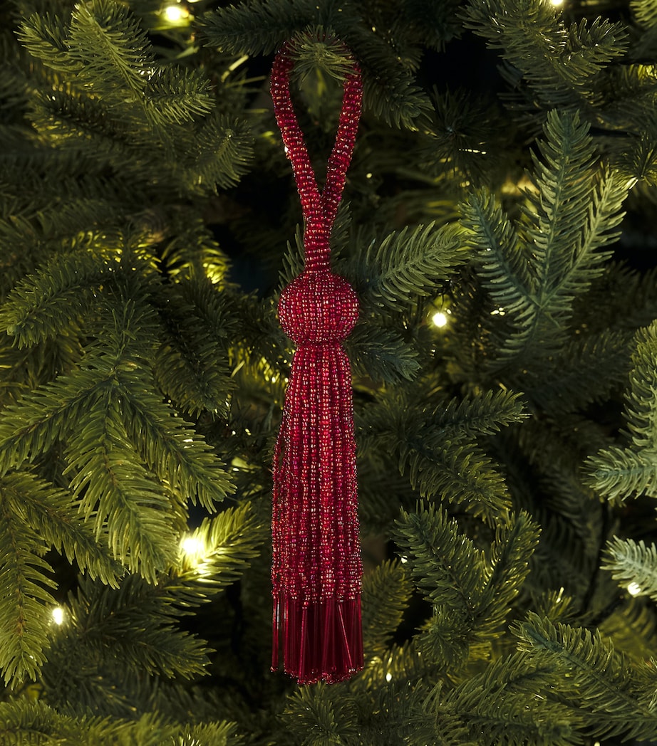 Harrods Beaded Tassel Tree Decoration Red Image 2