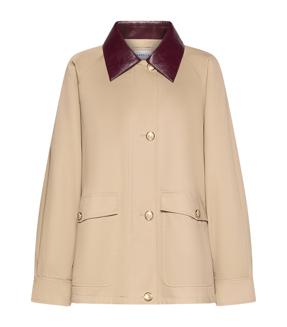 Marella Womens Accent-Collar Trench Coat Beige Image 1