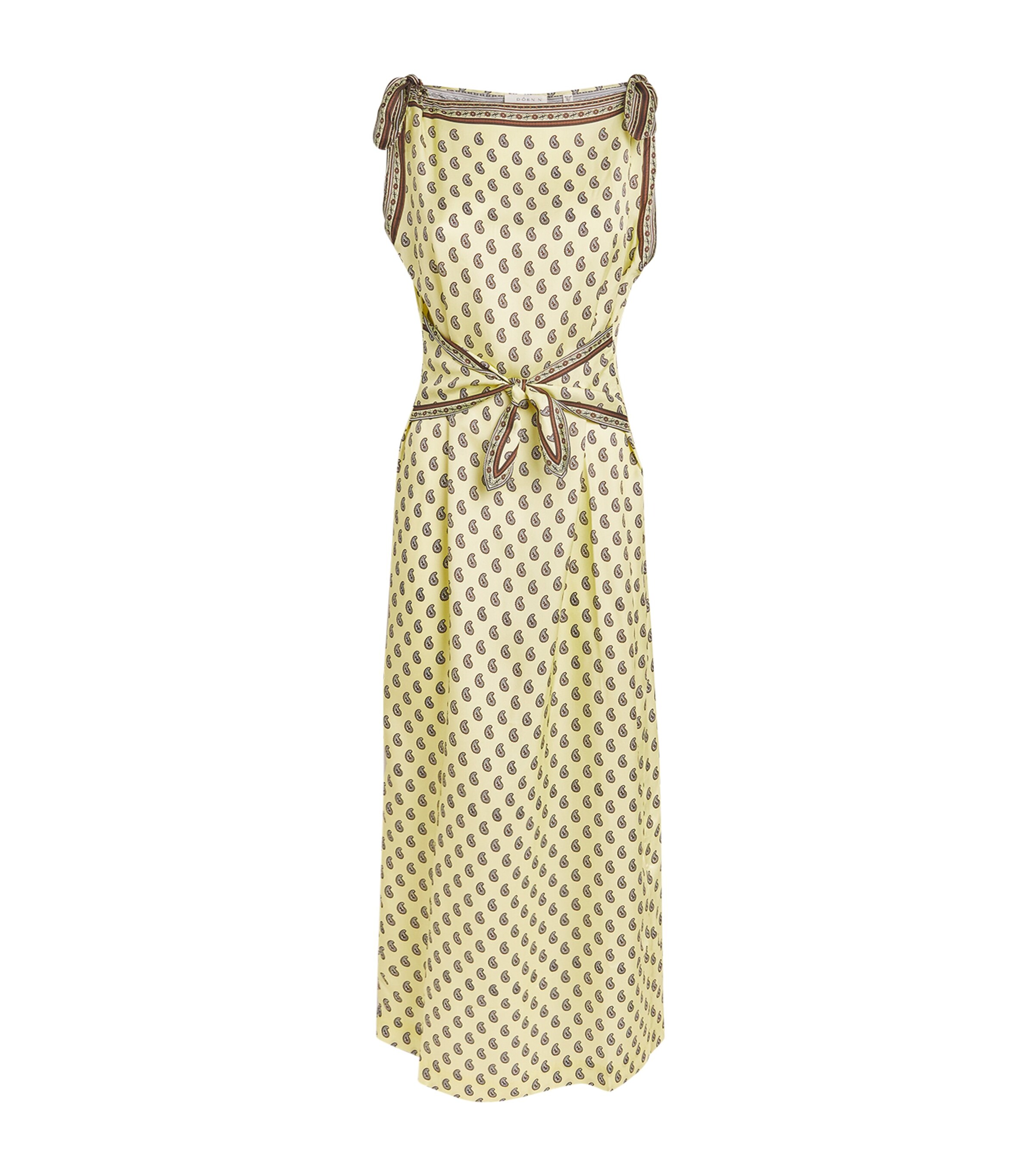 DÔEN Womens Silk-Blend Amorette Midi Dress Sunlght Trmina Psley Image 1