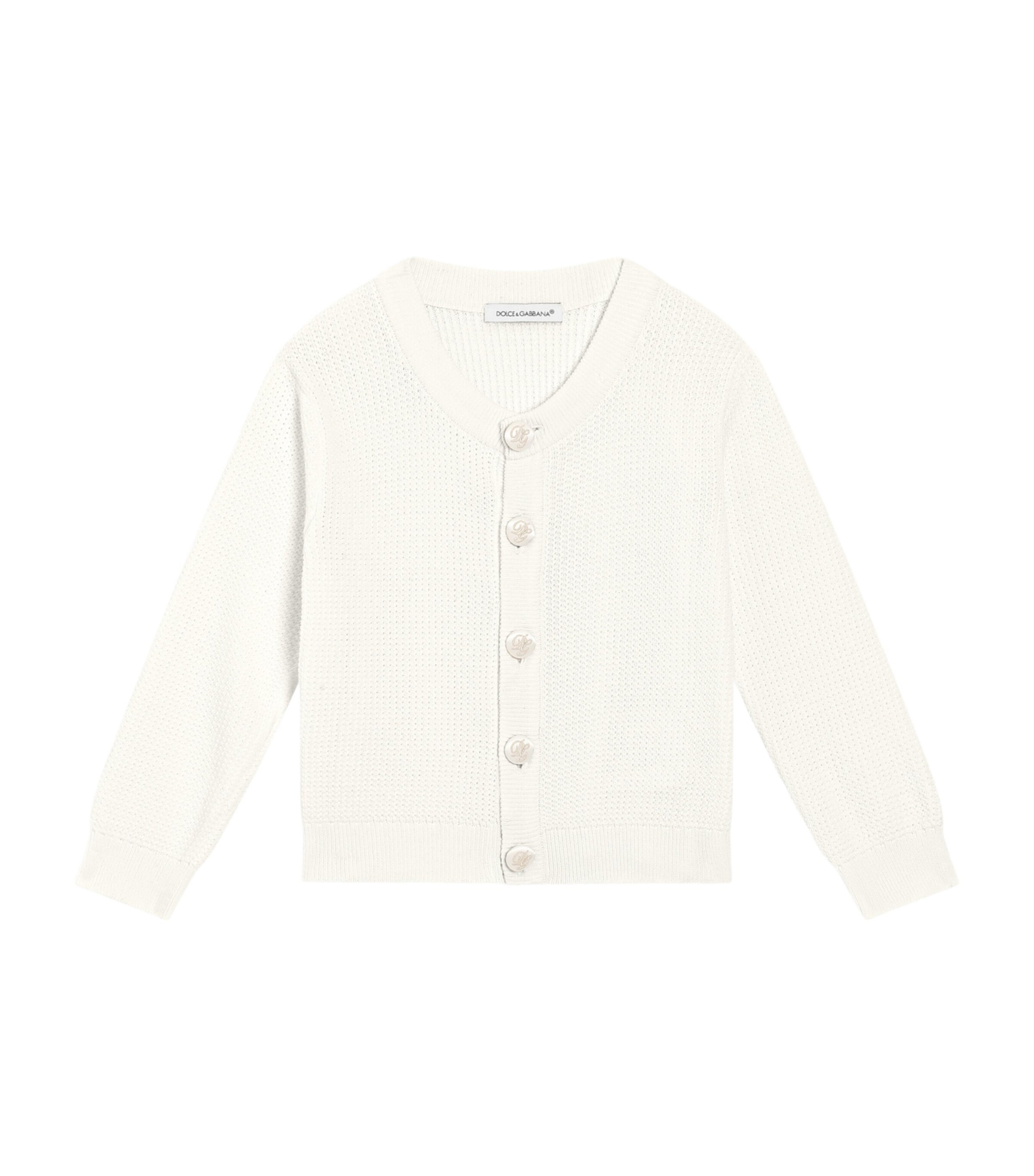 Dolce&Gabbana Kids Cotton Knitted Cardigan (3-30 Months) White Image 1