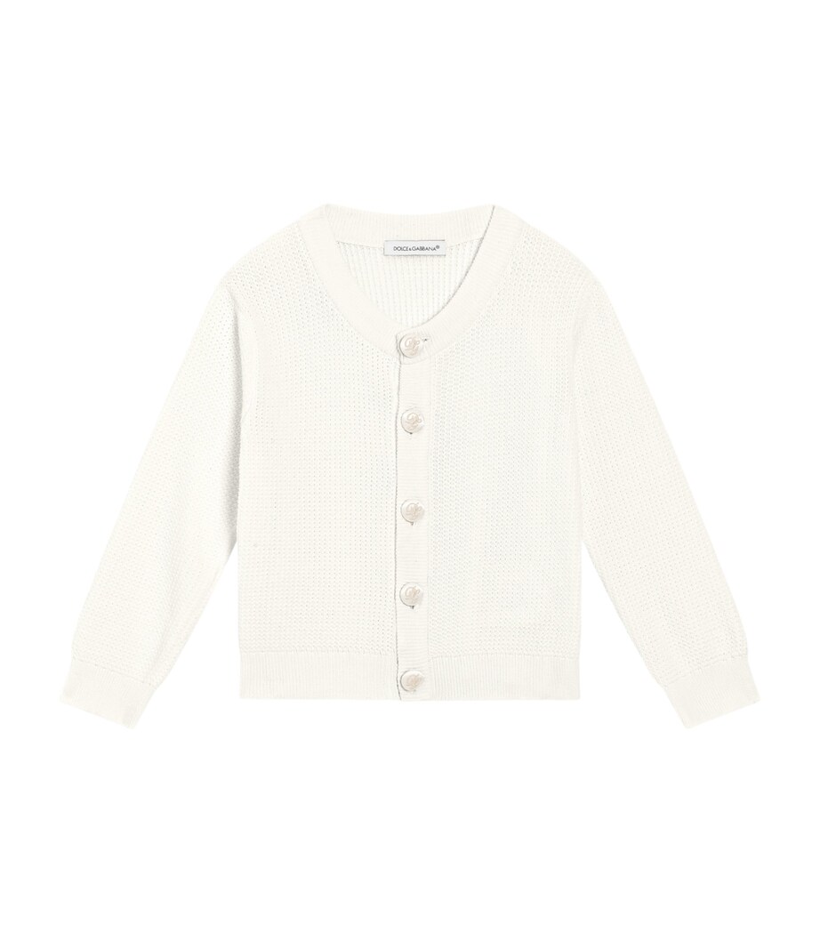 Dolce&Gabbana Kids Cotton Knitted Cardigan (3-30 Months) White Image 1