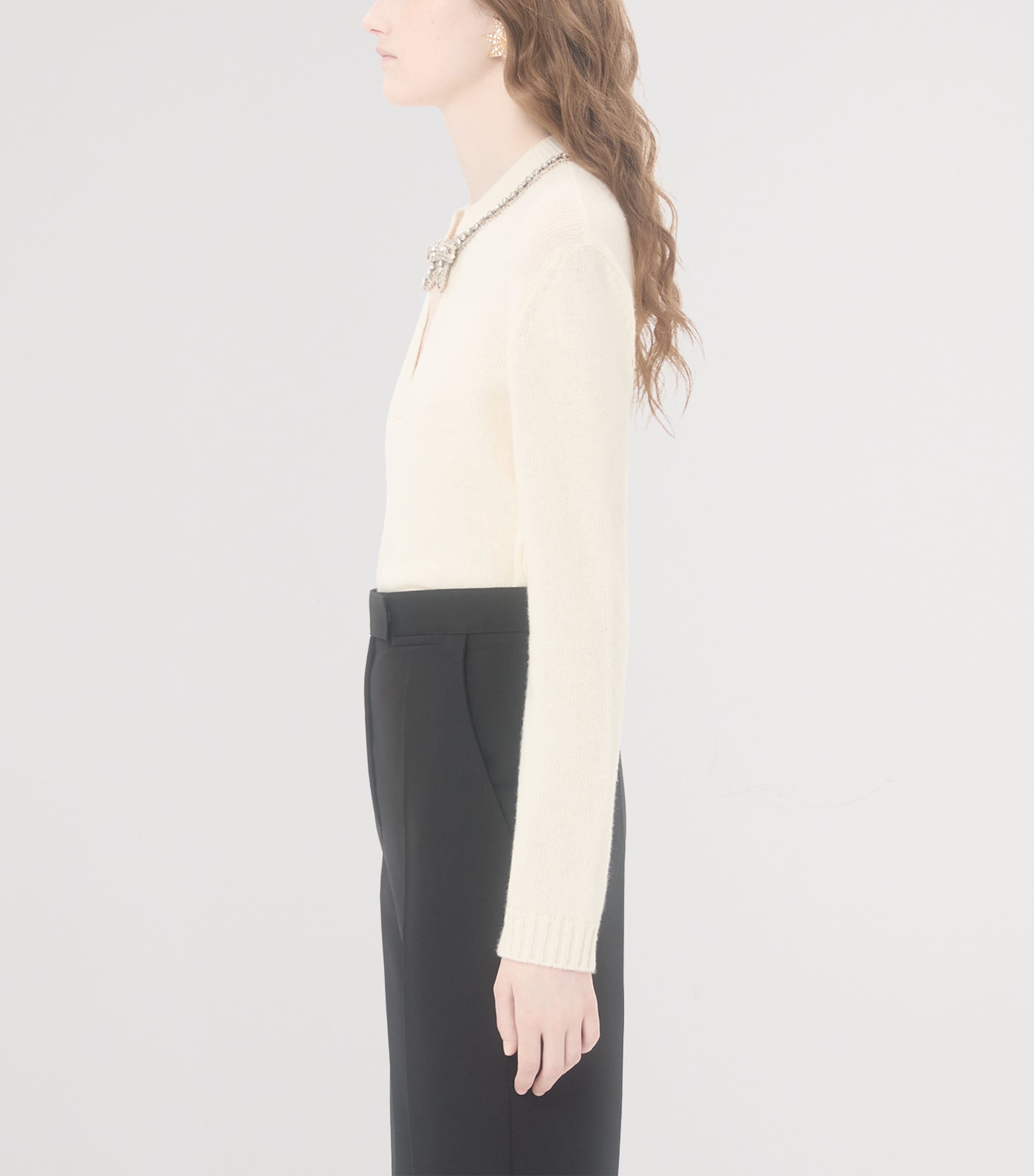 Virgin Wool Bow-Detail Sweater A03 Image 3