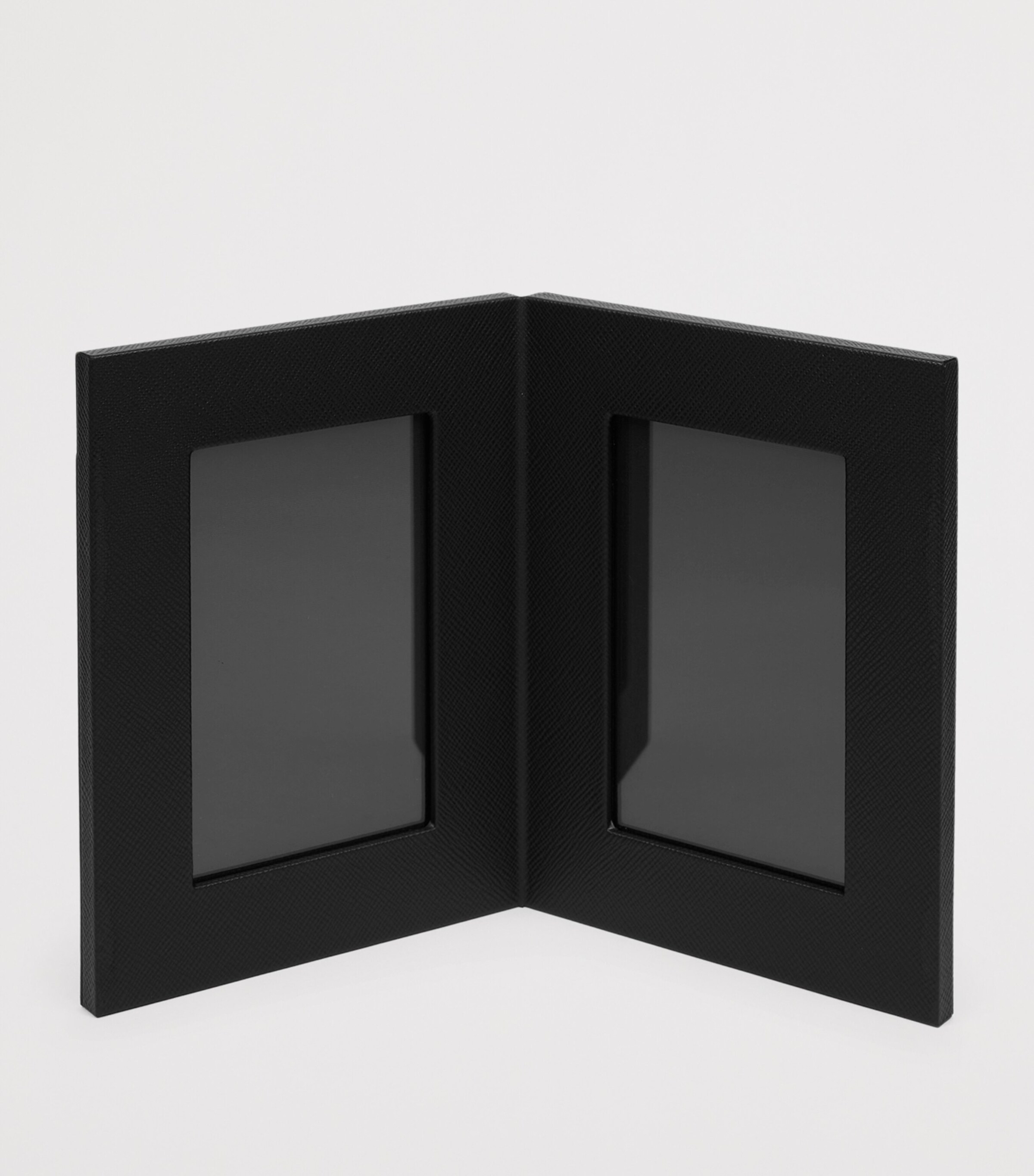 Smythson Calfskin Panama Double Frame (6” x 4”) Blk Image 2