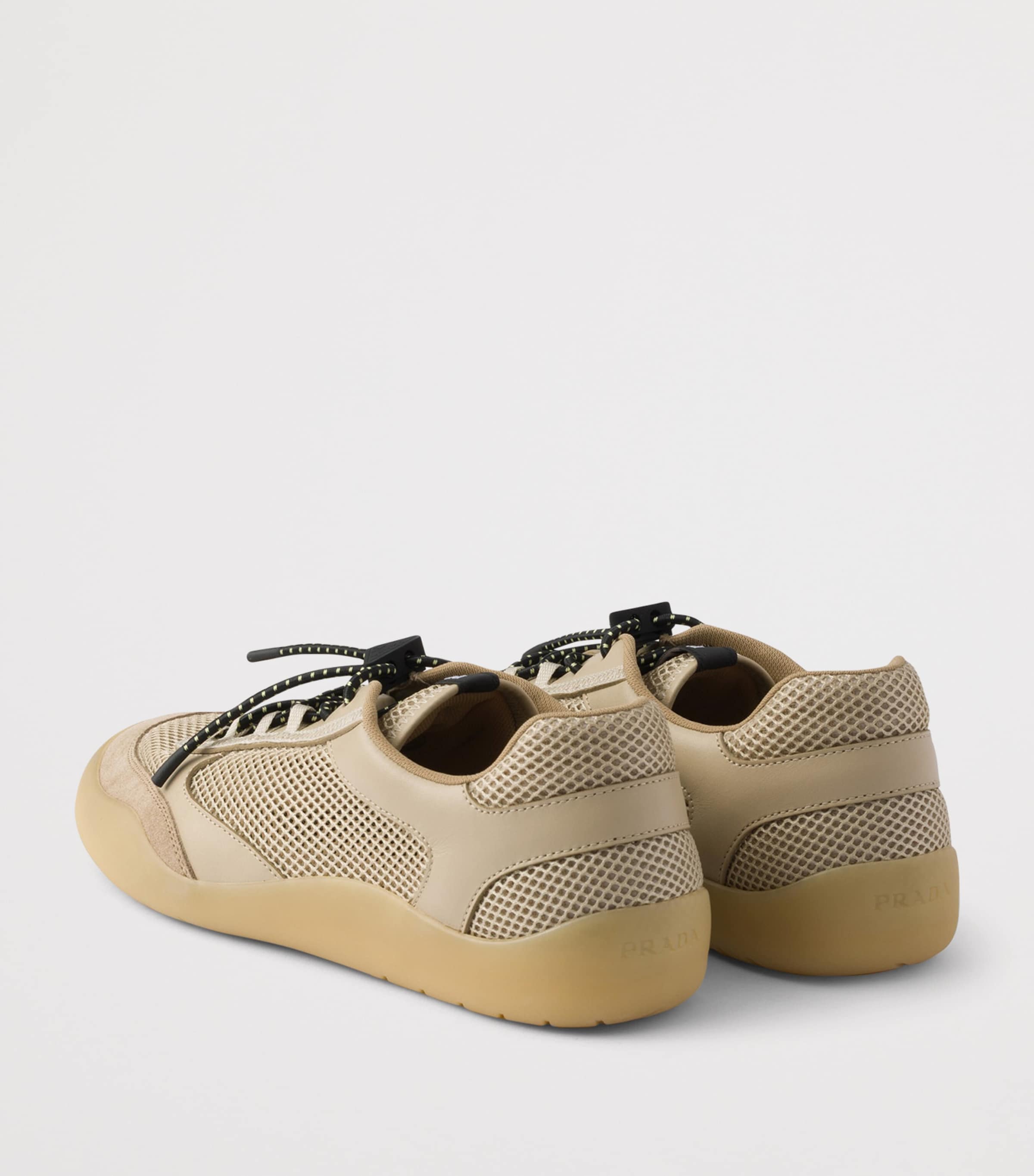 Prada Leather-Mesh Speedrock Sneakers Neutral Image 6