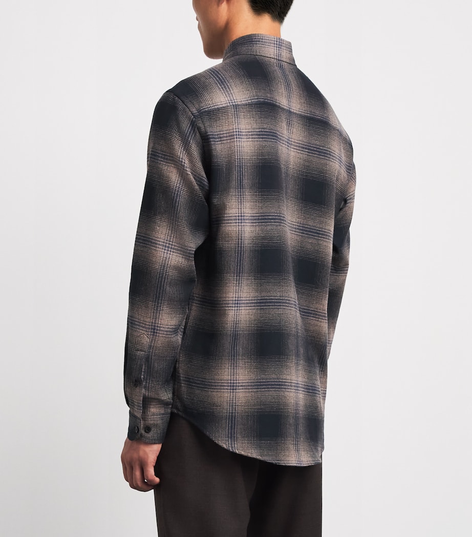 Eton Mens Flannel Check Shirt Navy Blue Image 5