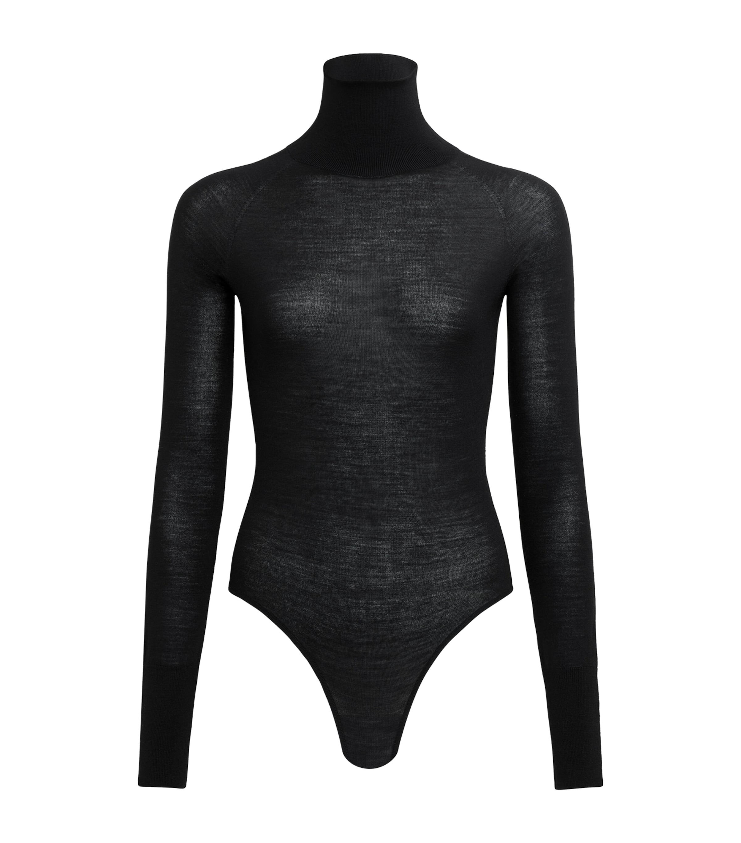 Shop Alaïa Merino Wool Bodysuit In Black