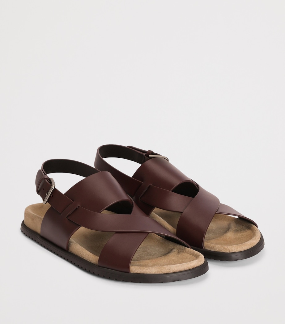 Dolce&Gabbana Leather Cross-Strap Sandals Burgundy Image 2