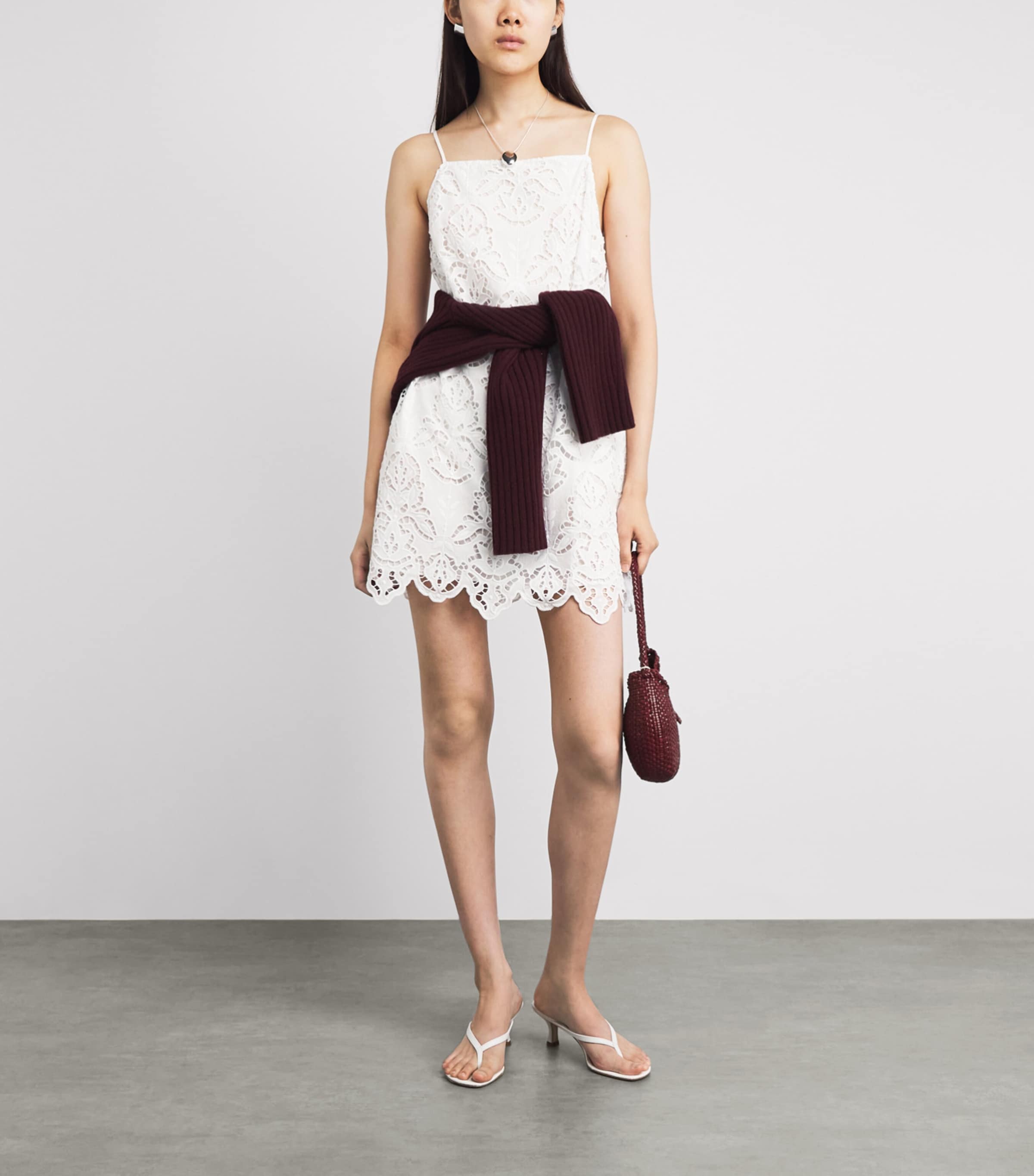 Toccin Womens Cotton Broderie Anglaise Olivera Mini Dress Optic Image 2