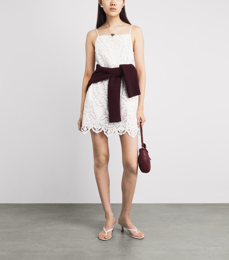 Toccin Womens Cotton Broderie Anglaise Olivera Mini Dress Optic Image 2