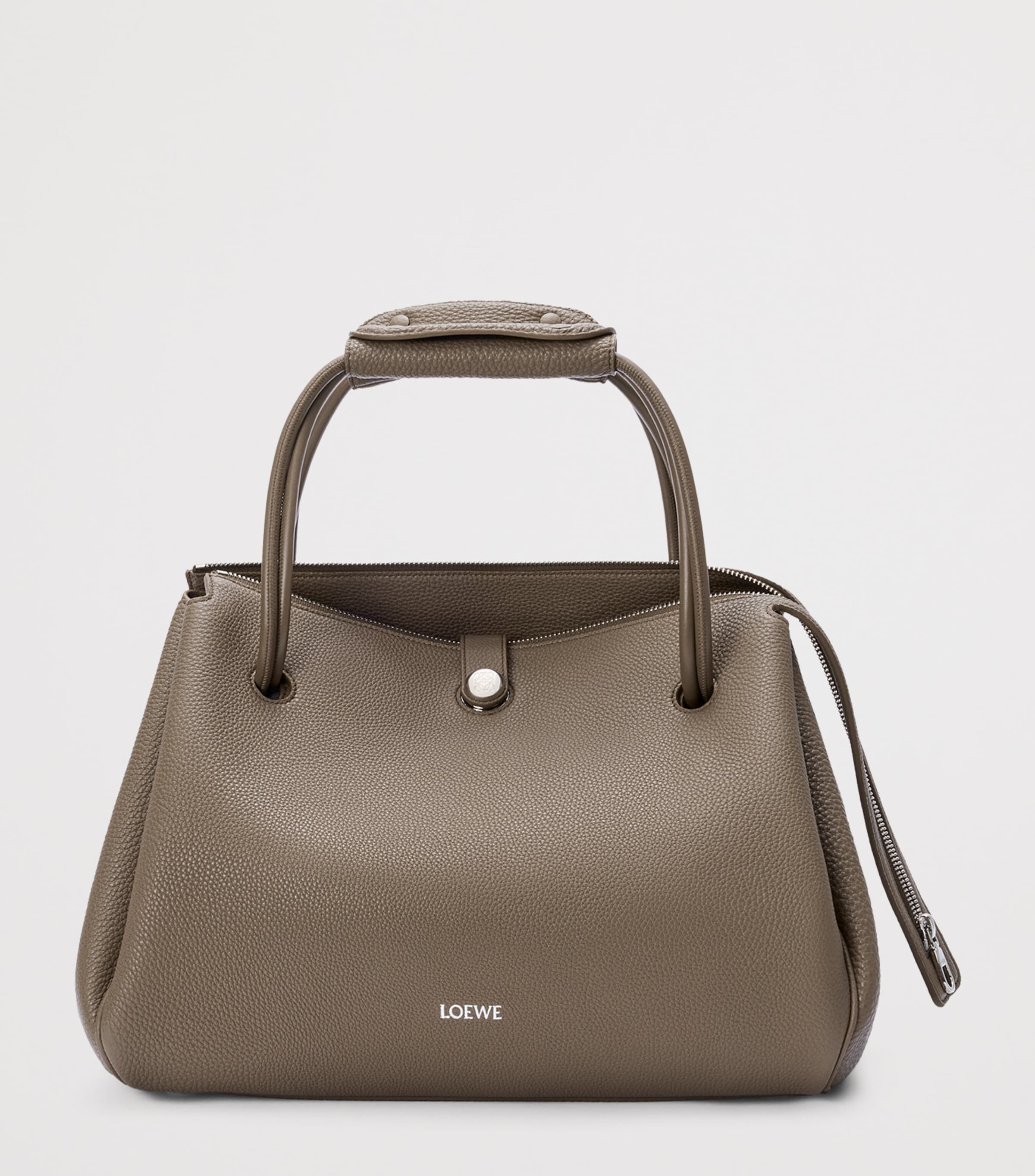 Large Grained Leather Madrid Shoulder Bag TAUPE Image 9