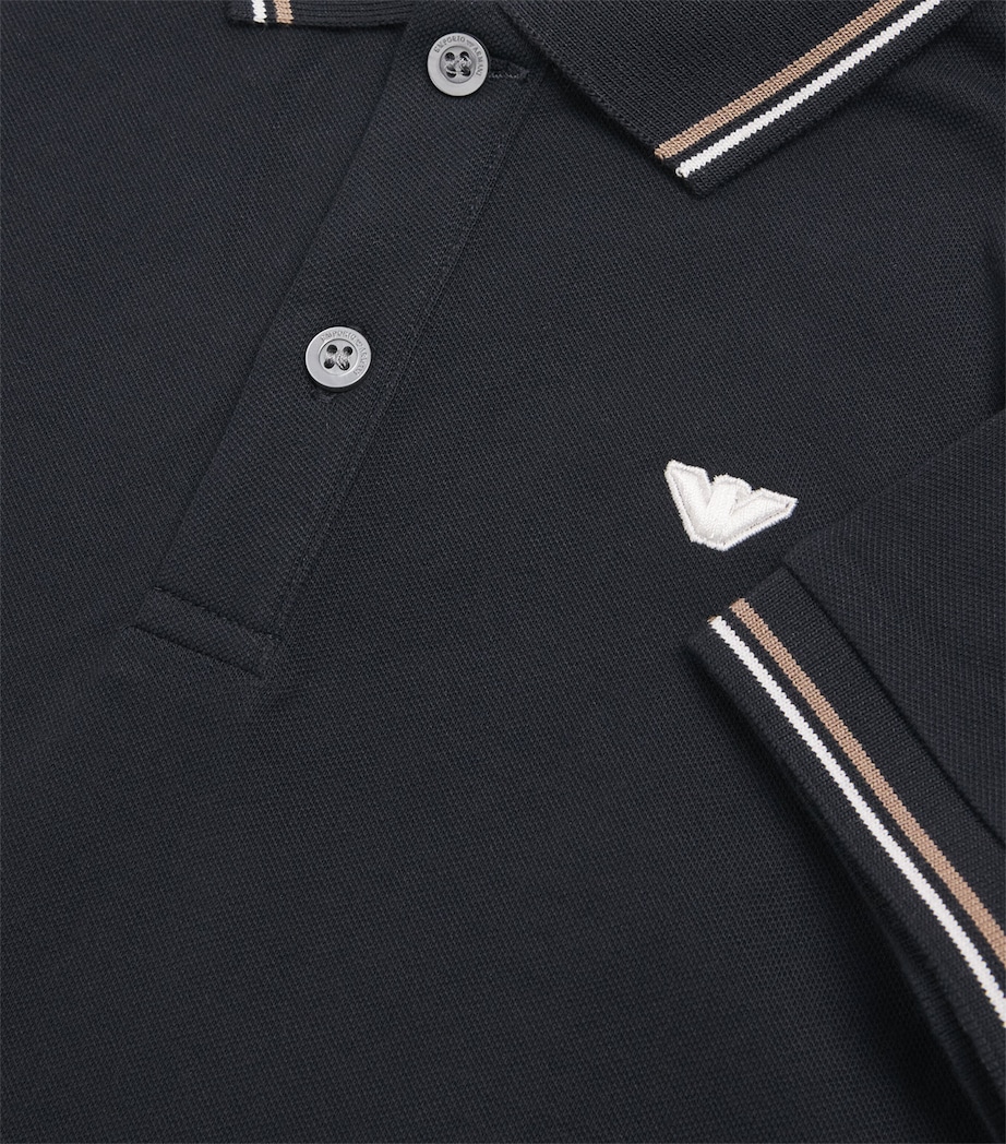 Stretch-Cotton Logo Polo Shirt (4-16 Years) ICONICO 0920 BLU NAV Image 3