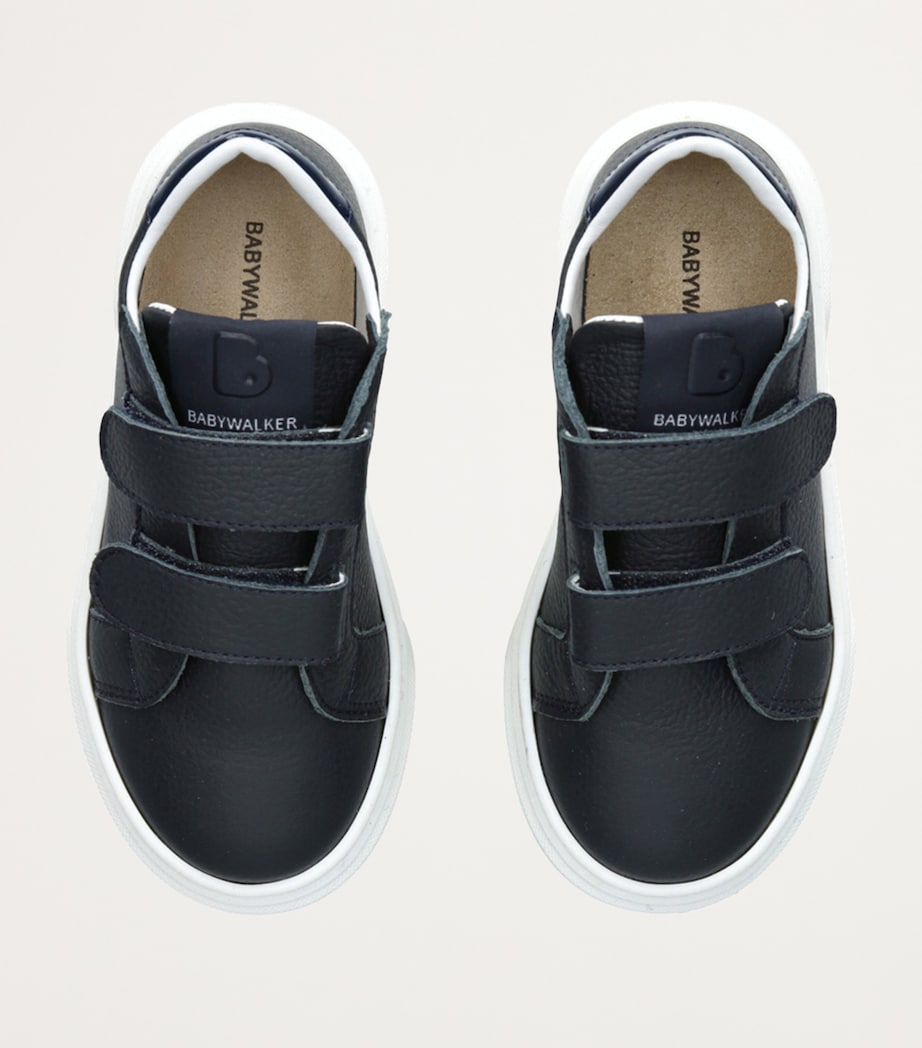 Leather Velcro Sneakers NAVY Image 4