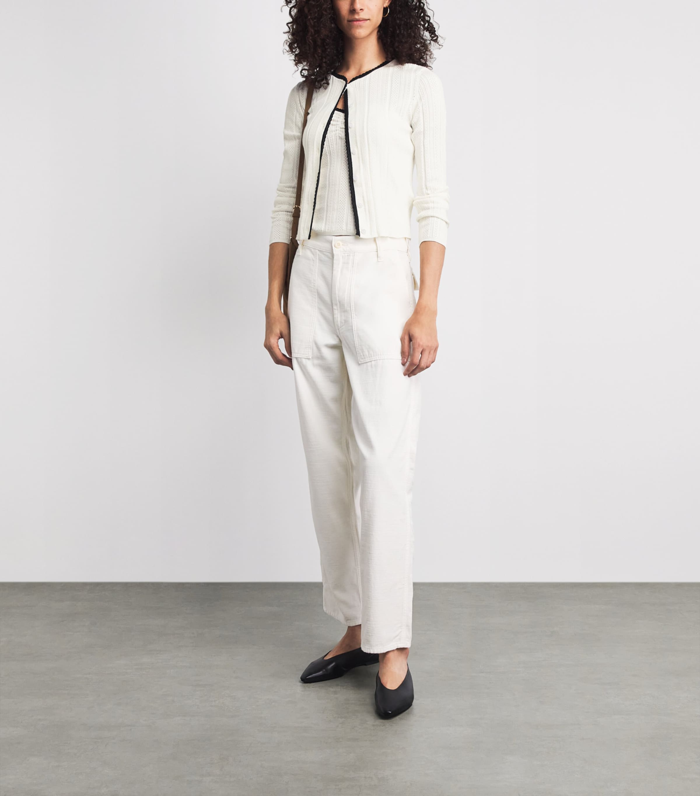 Maje Womens Pointelle-Knit Cardigan and Tank Top Set White Image 2