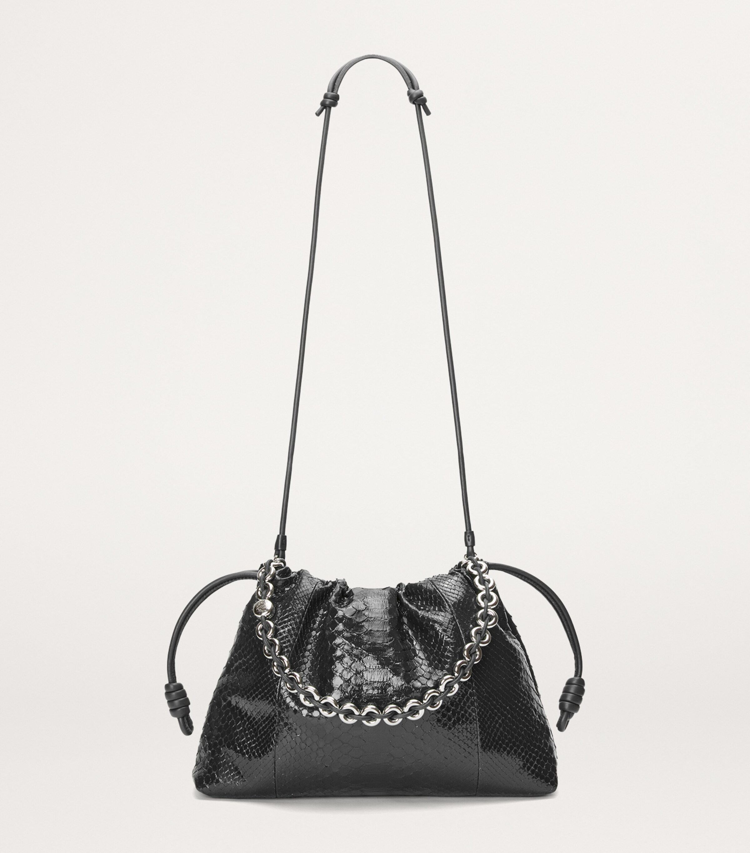 Large Patent Python Flamenco Purse BLACK Image 8