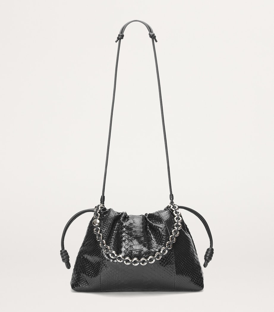 Large Patent Python Flamenco Purse BLACK Image 8